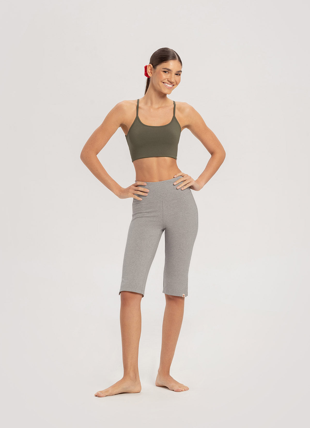 Biker middle pants_Dark Melange Grey