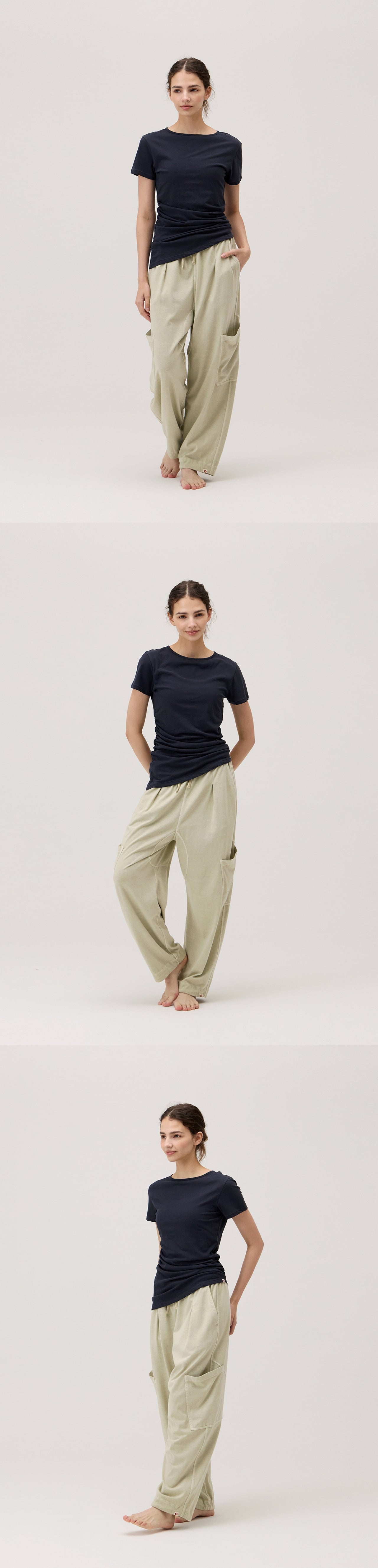 Pocket tapered pants (Unisex)_dyed_Moss Gray