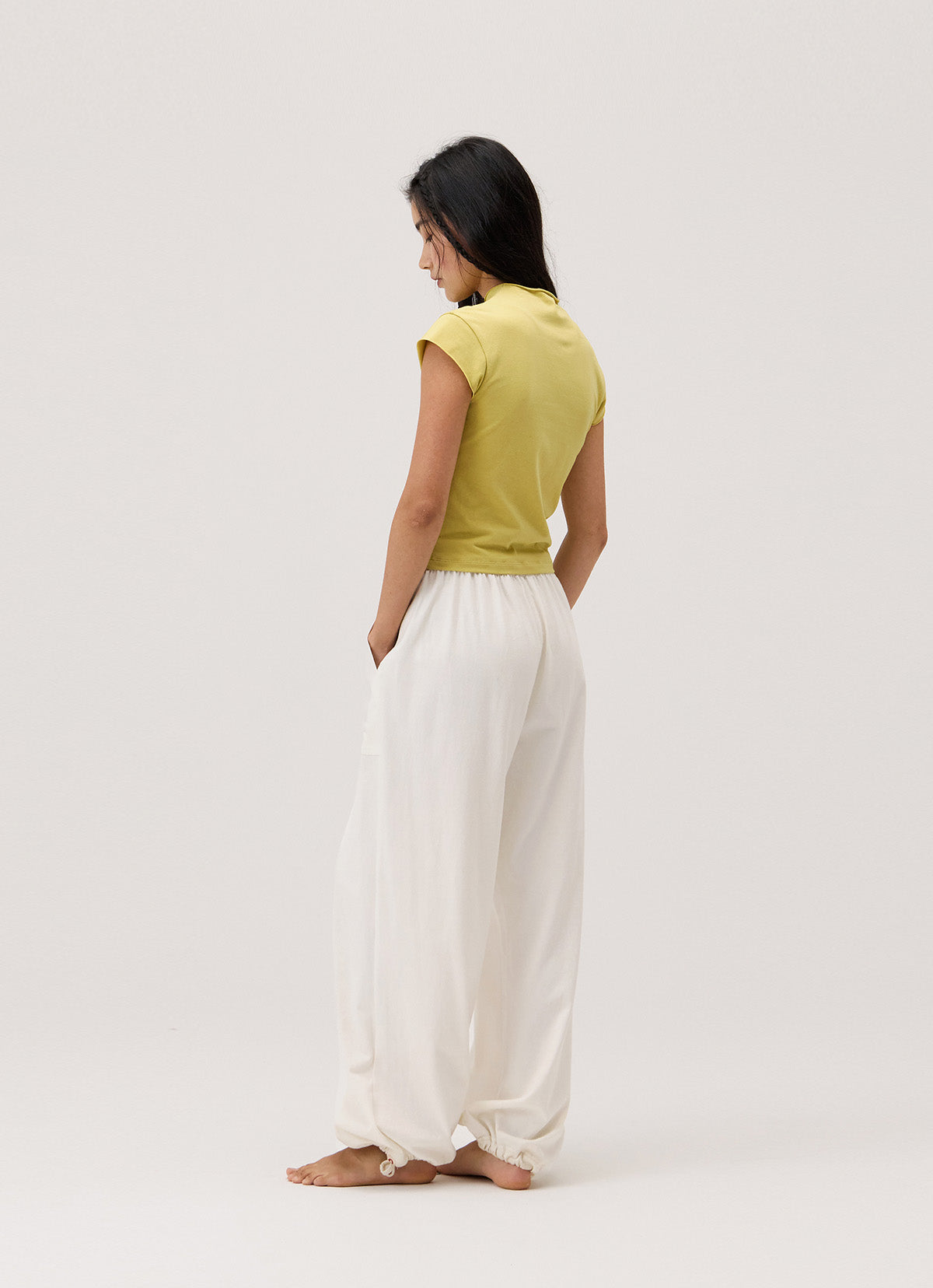 High neck cap sleeve_Golden Green