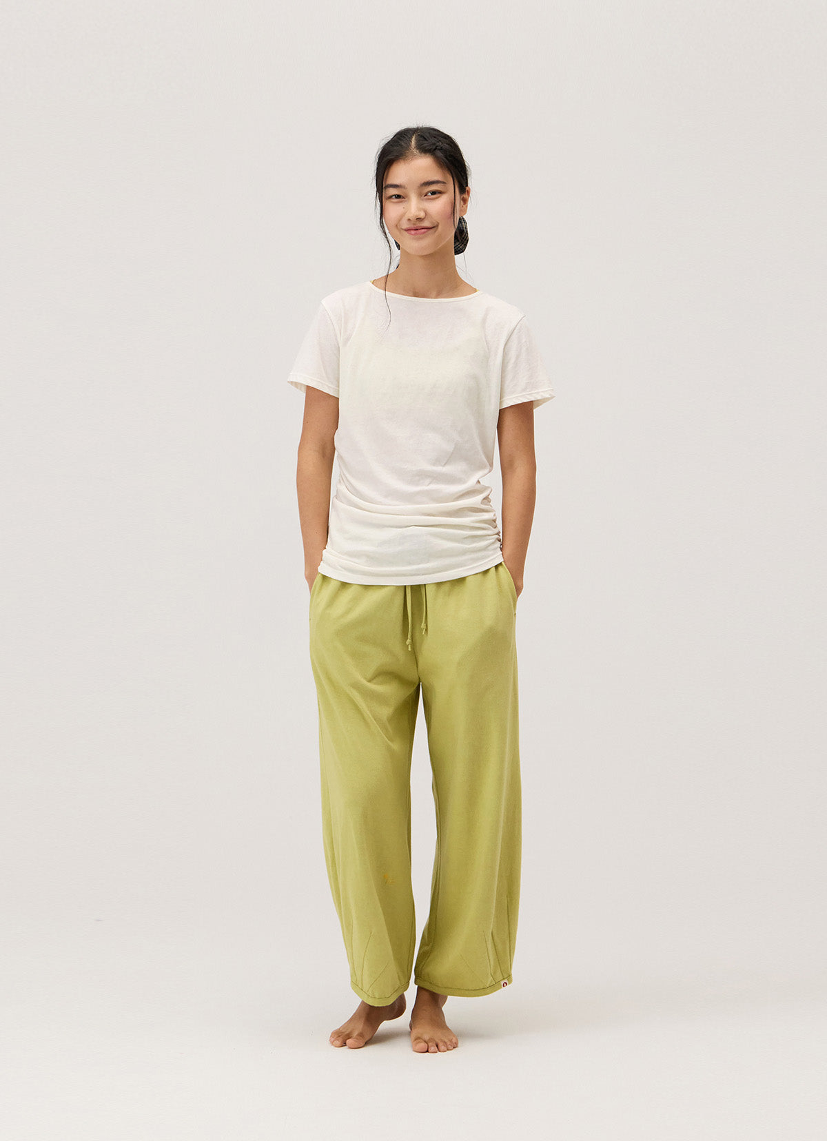Pleats crop pants_Leek Green