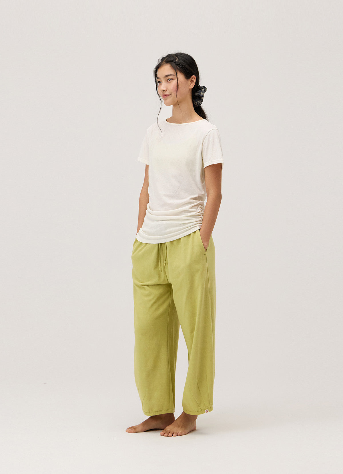Pleats crop pants_Leek Green