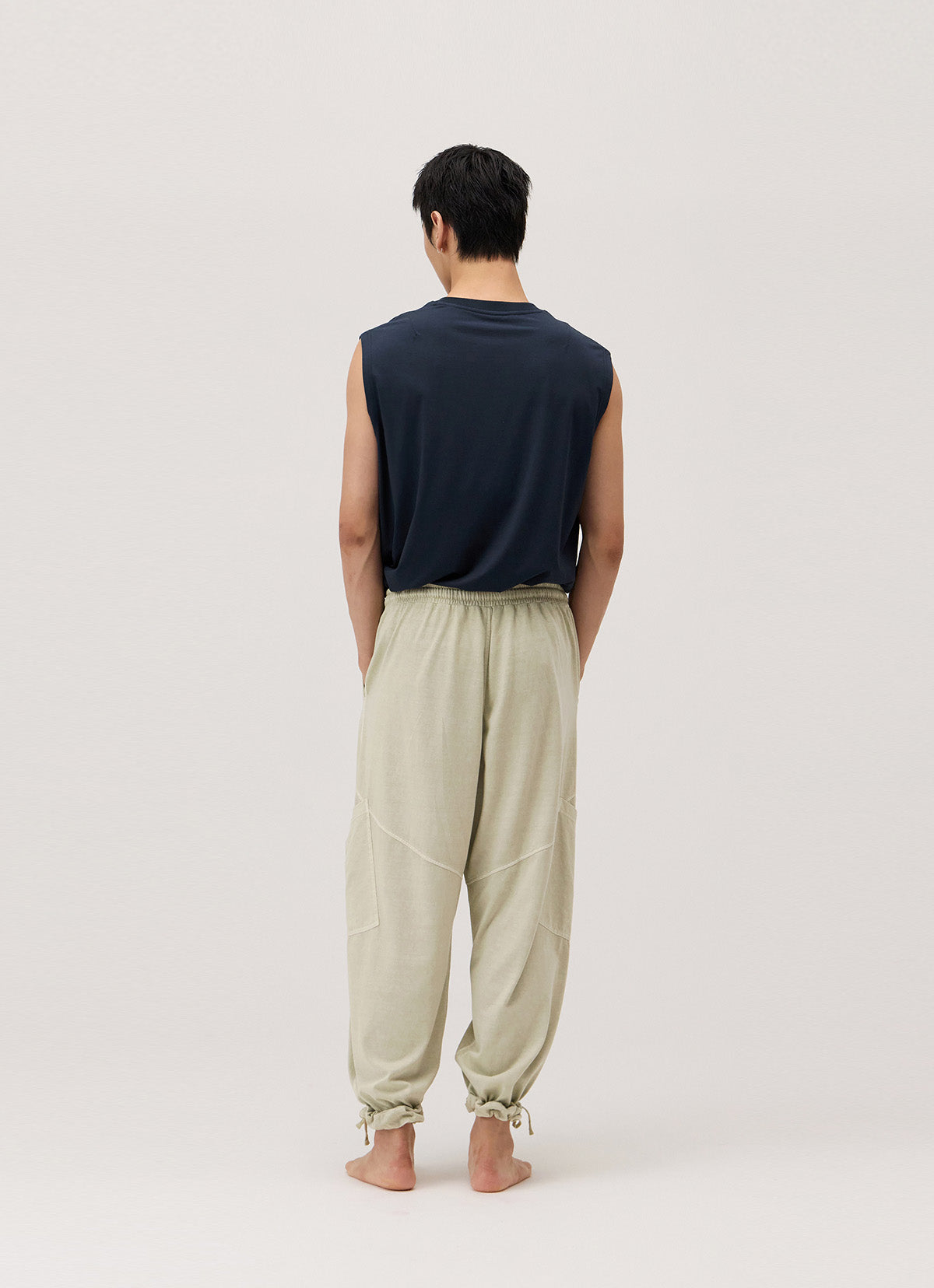 Pocket tapered pants (Unisex)_dyed_Moss Gray