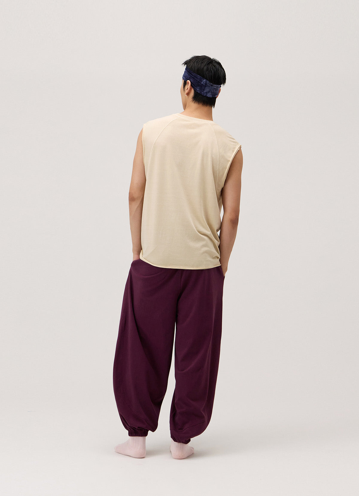 Diagonal jogger pants (Unisex)_Prune Purple