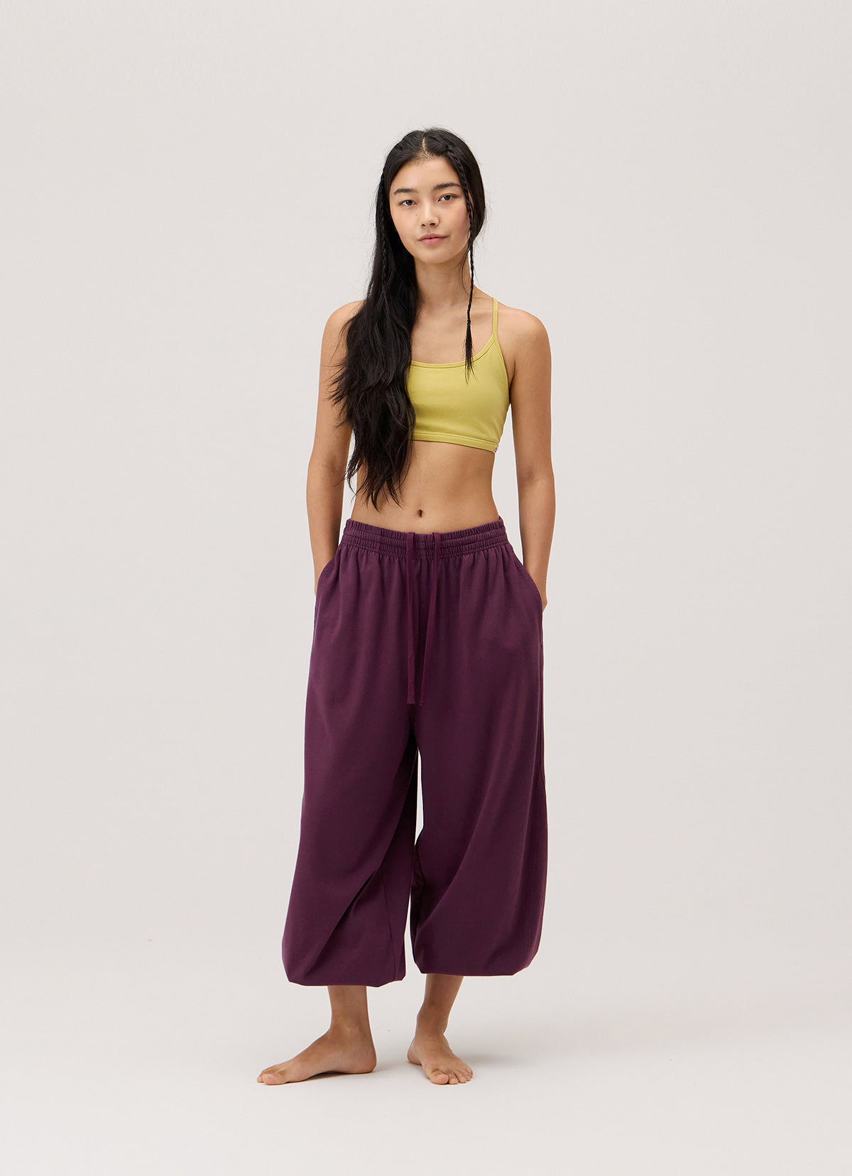 Diagonal jogger pants (Unisex)_Prune Purple
