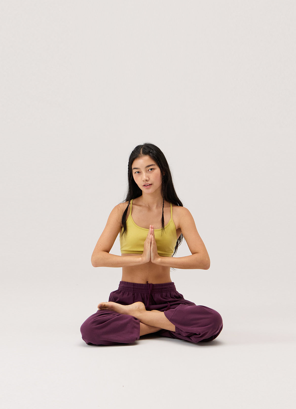 Diagonal jogger pants (Unisex)_Prune Purple