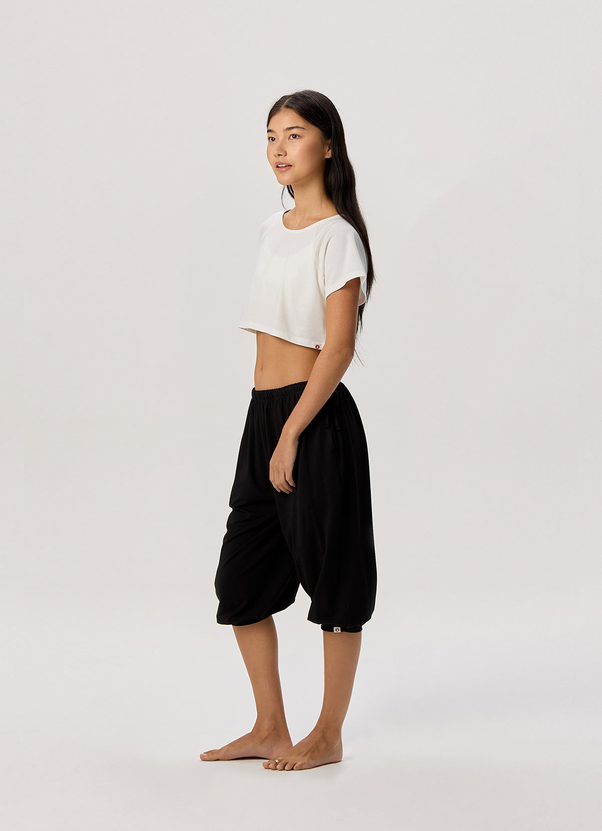 Shirring half pants_Black