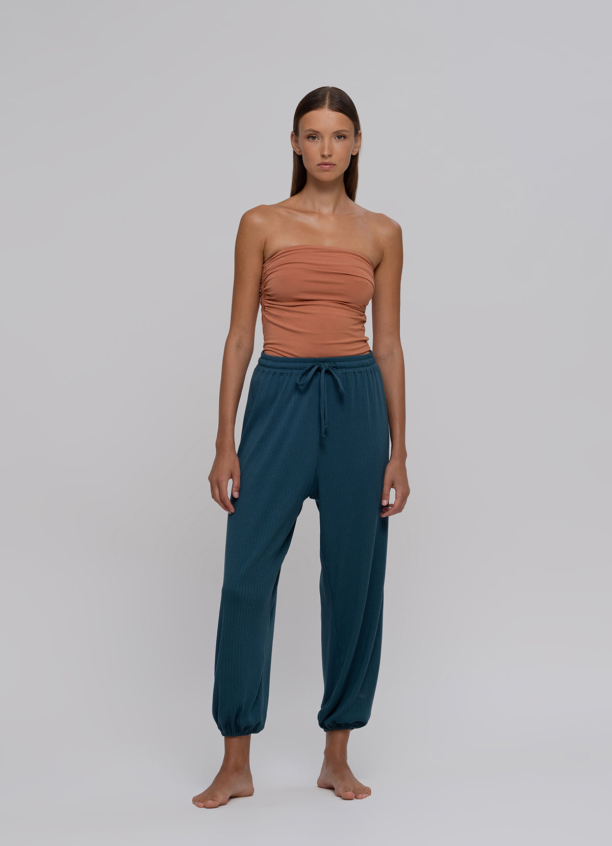 Rib jogger pants #2_Teal