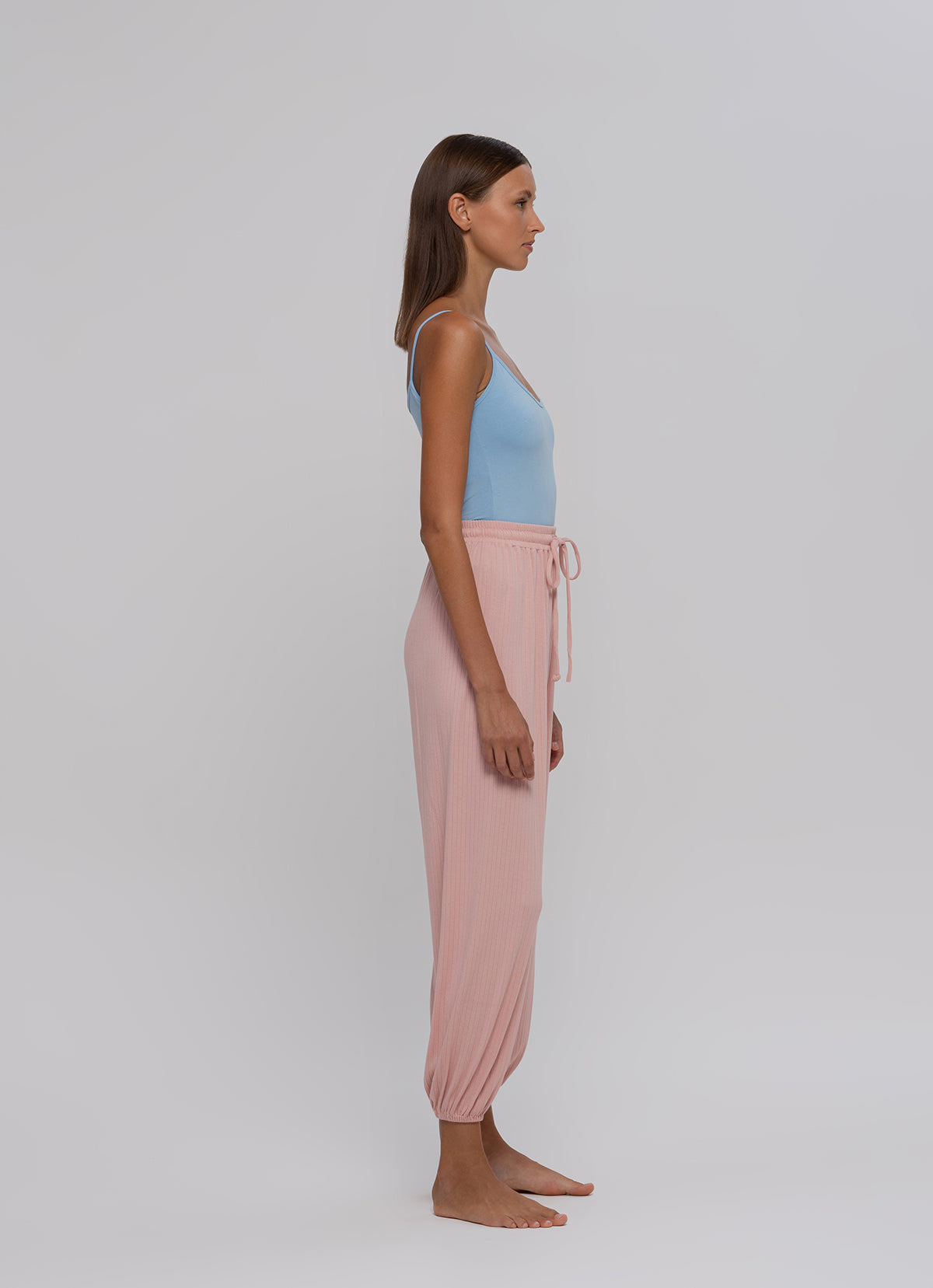 Rib jogger pants #2_Rose Quartz