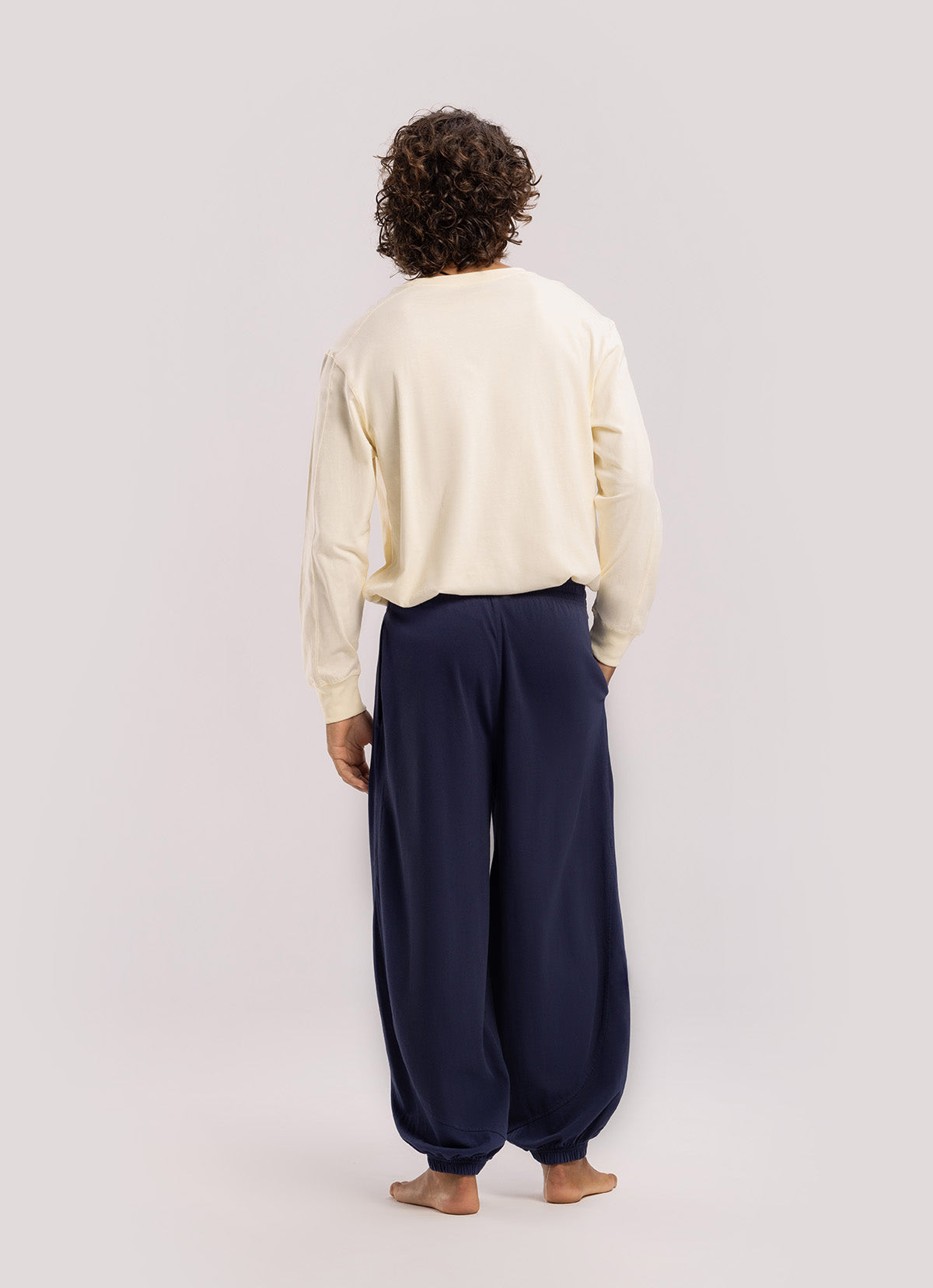 Diagonal jogger pants (Unisex)_Peacoat