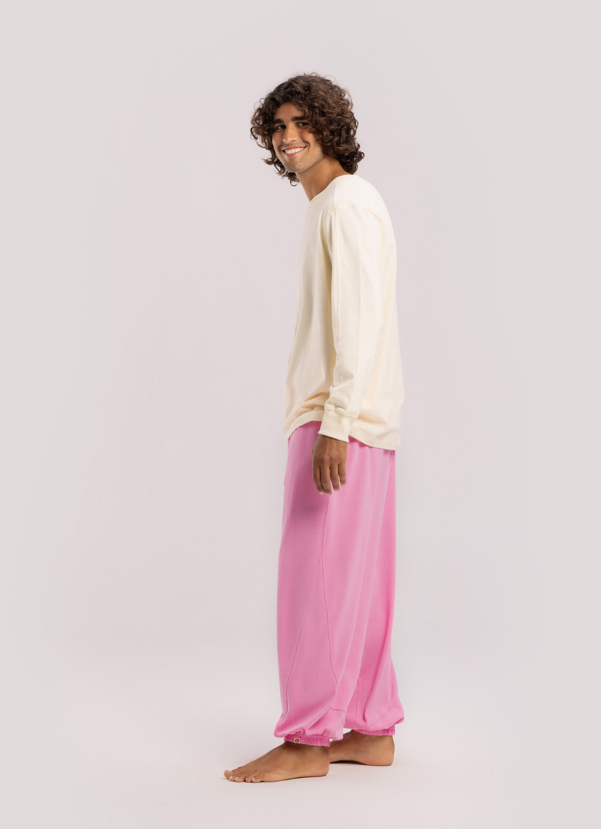 Diagonal jogger pants (Unisex)_Pink