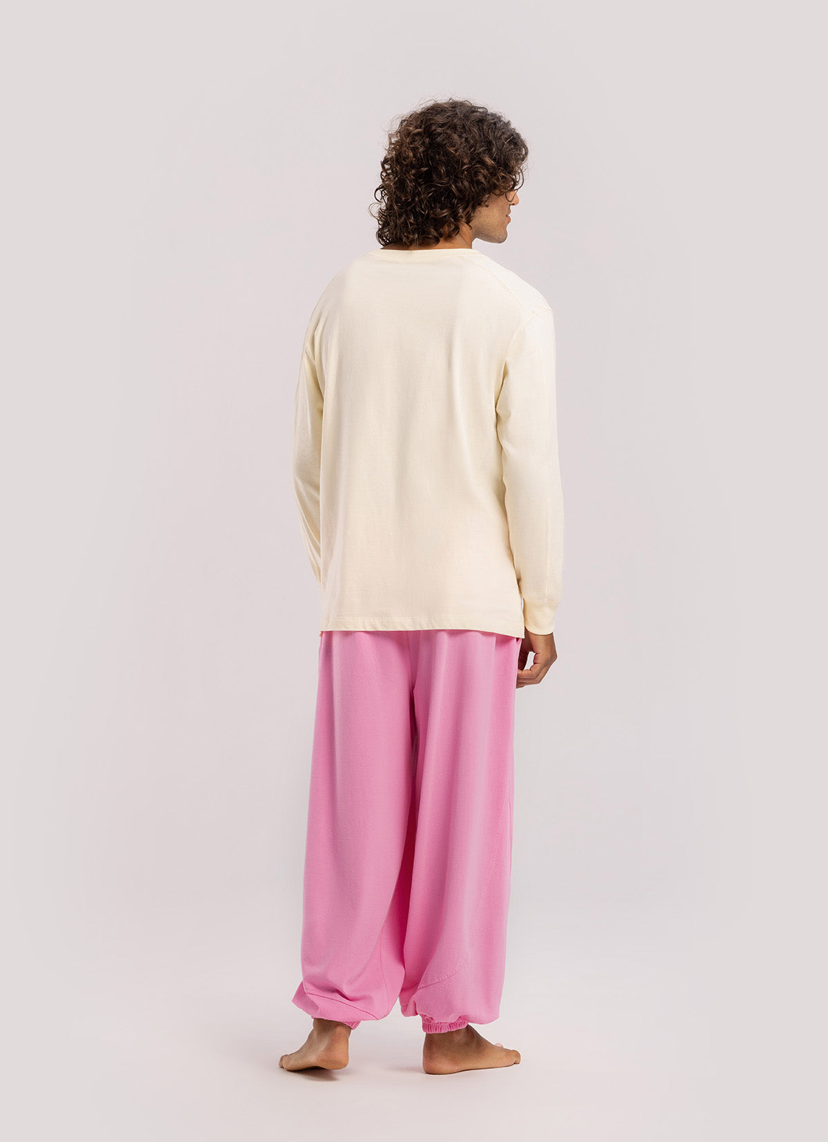 Diagonal jogger pants (Unisex)_Pink