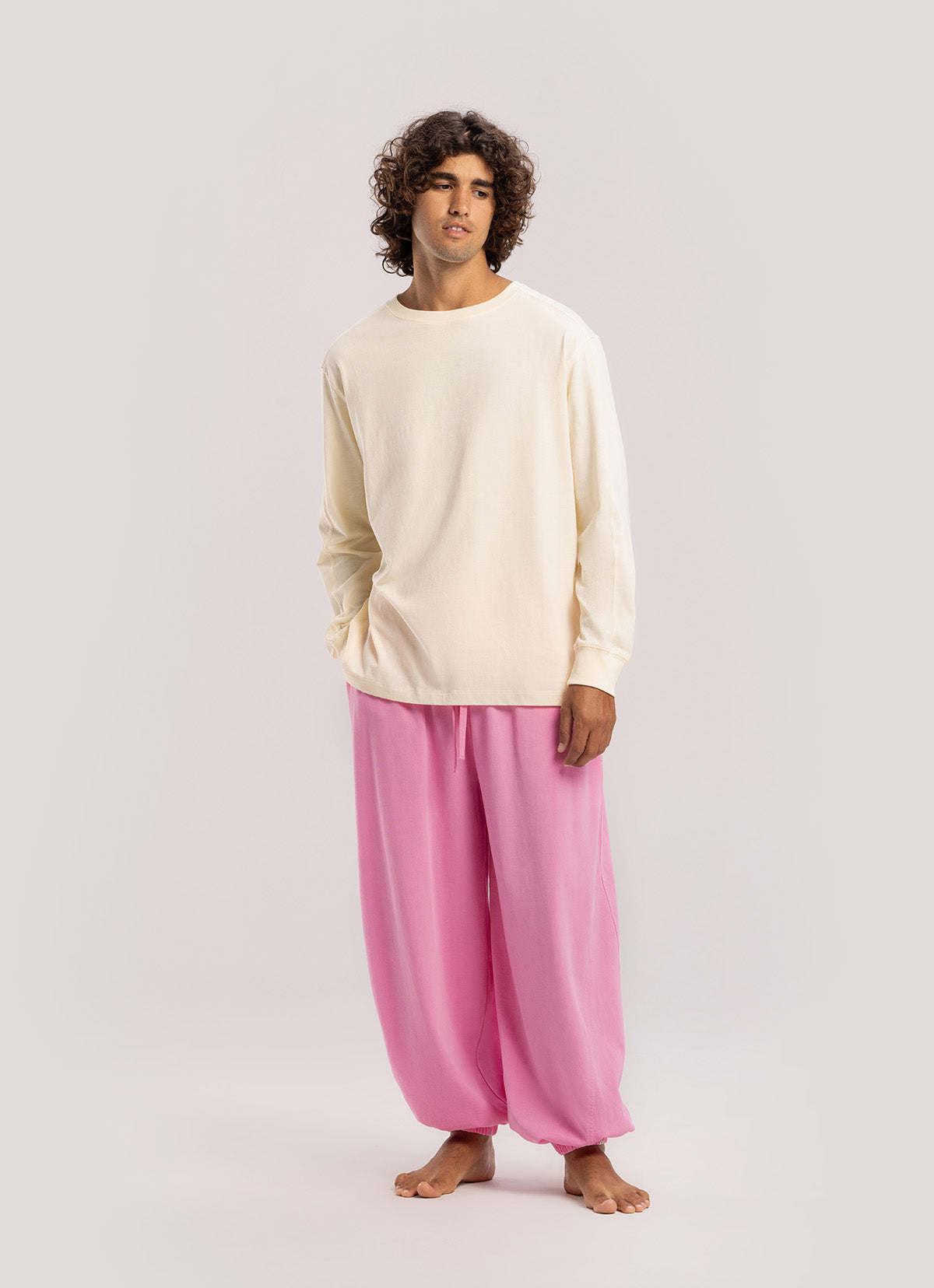 Diagonal jogger pants (Unisex)_Pink