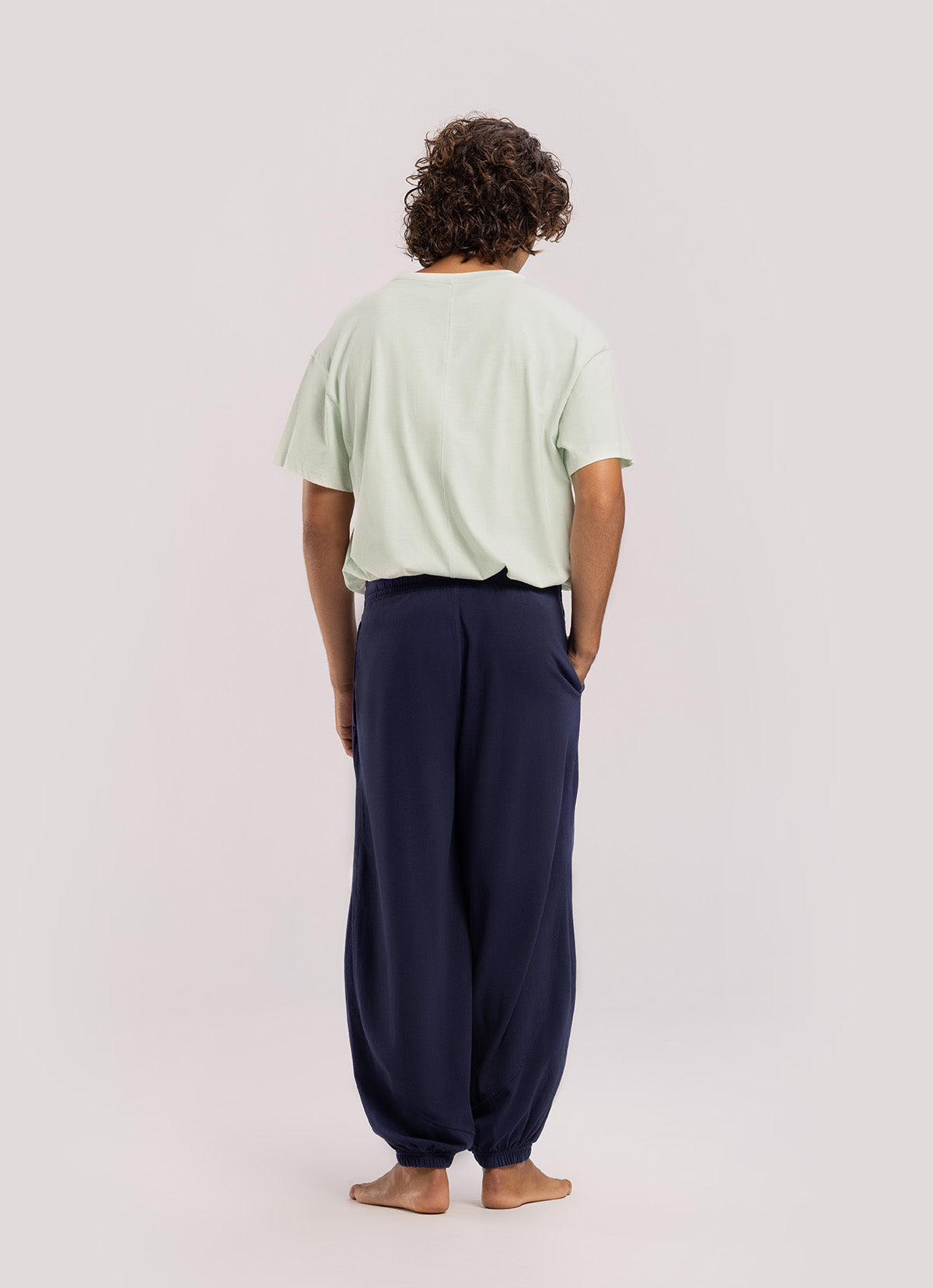 Diagonal jogger pants (Unisex)_Peacoat