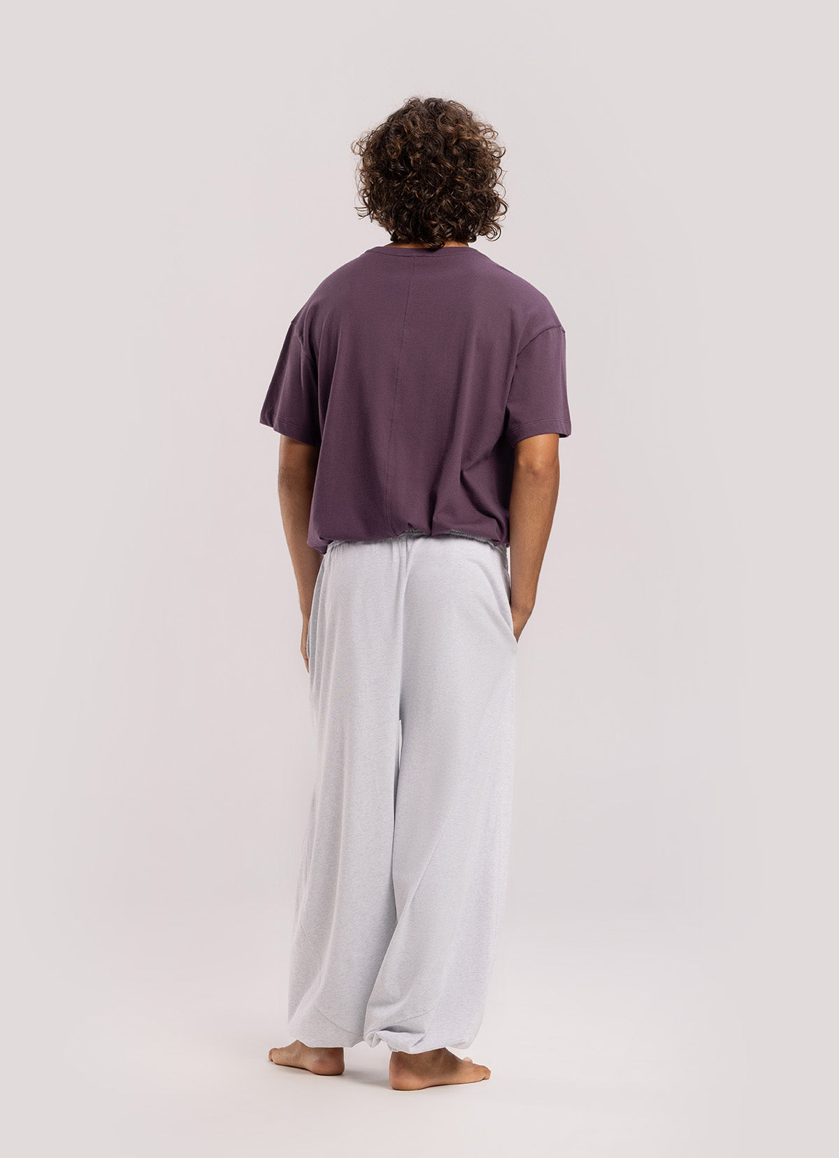 Diagonal jogger pants (Unisex)_Melange Grey