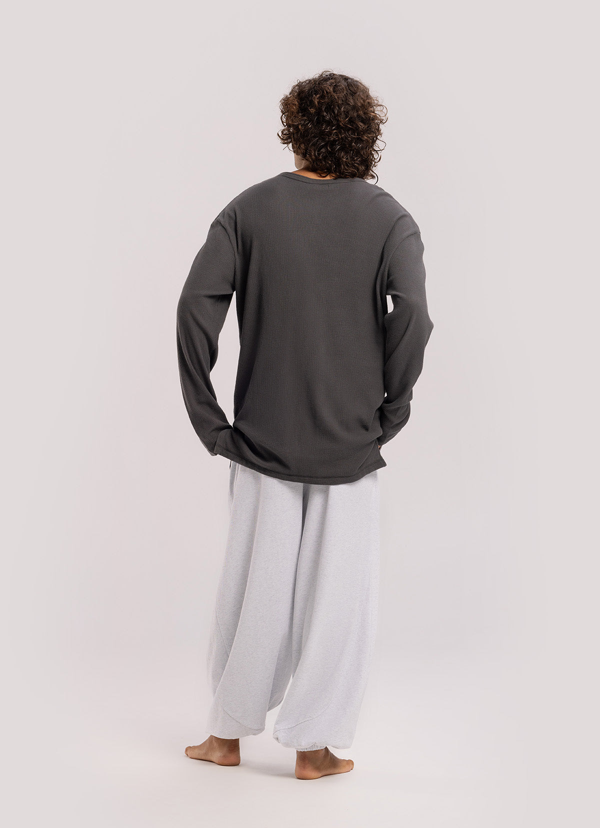 Diagonal jogger pants (Unisex)_Melange Grey