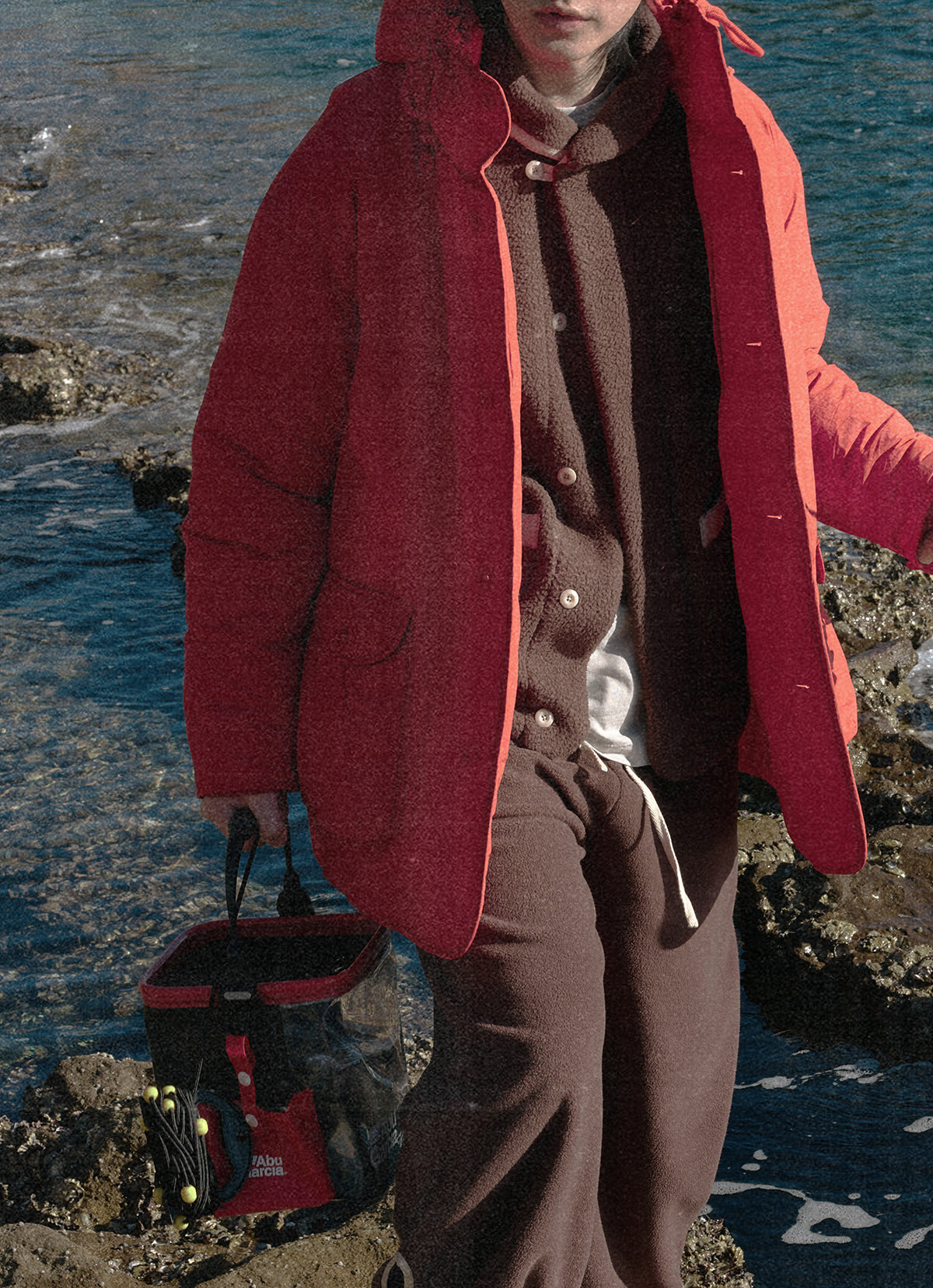 Button fleece pants (Unisex)_Brown