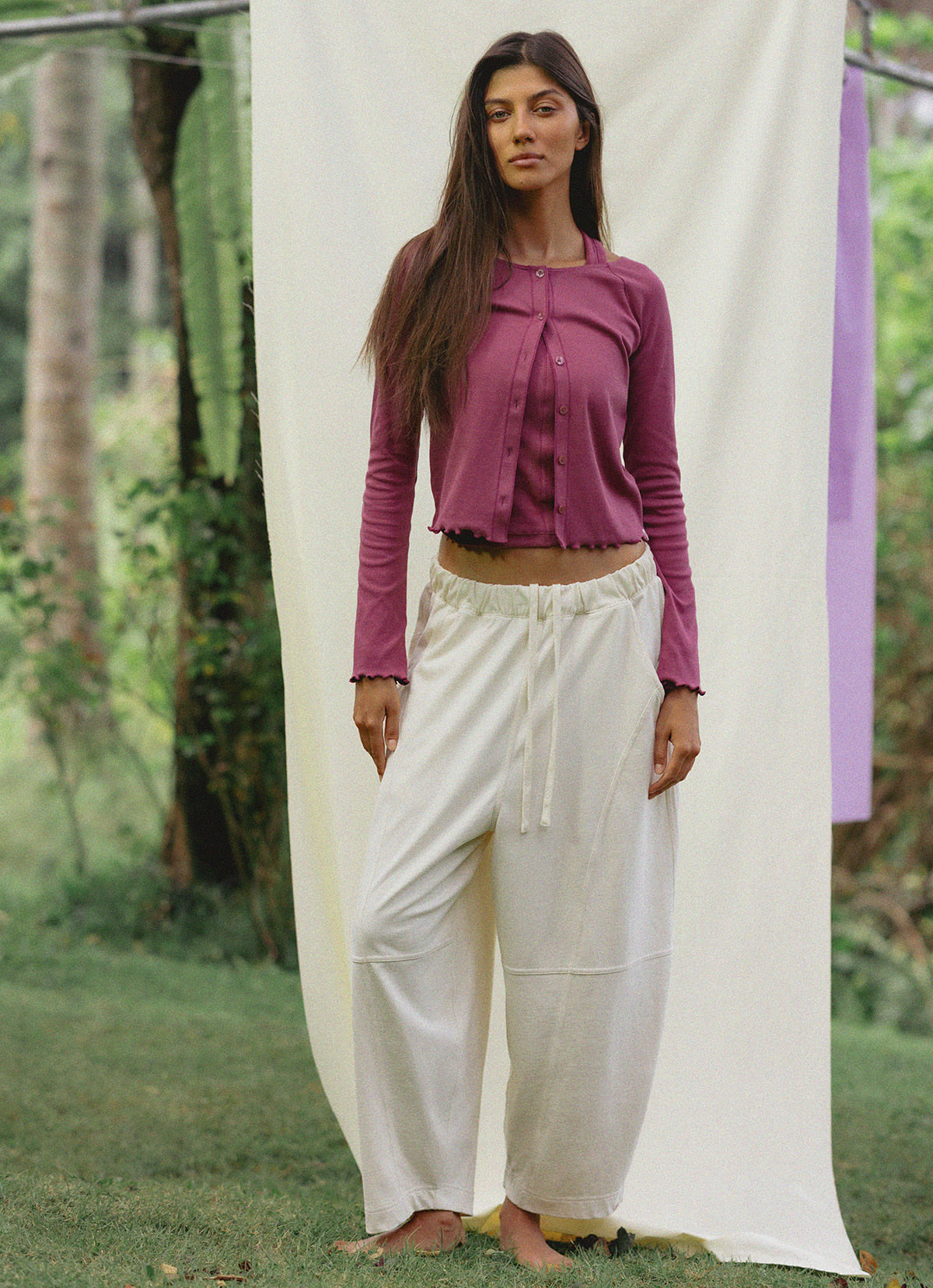 Boatneck rib cardigan_Violet Quartz