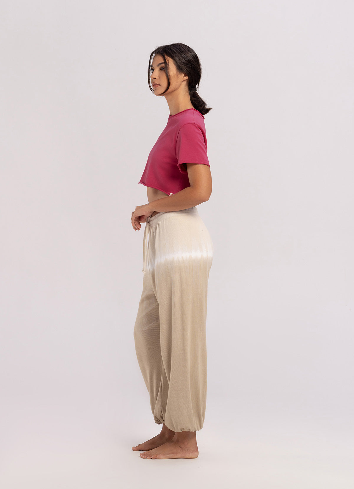 Rib jogger pants #1_dyed_Beige Multi