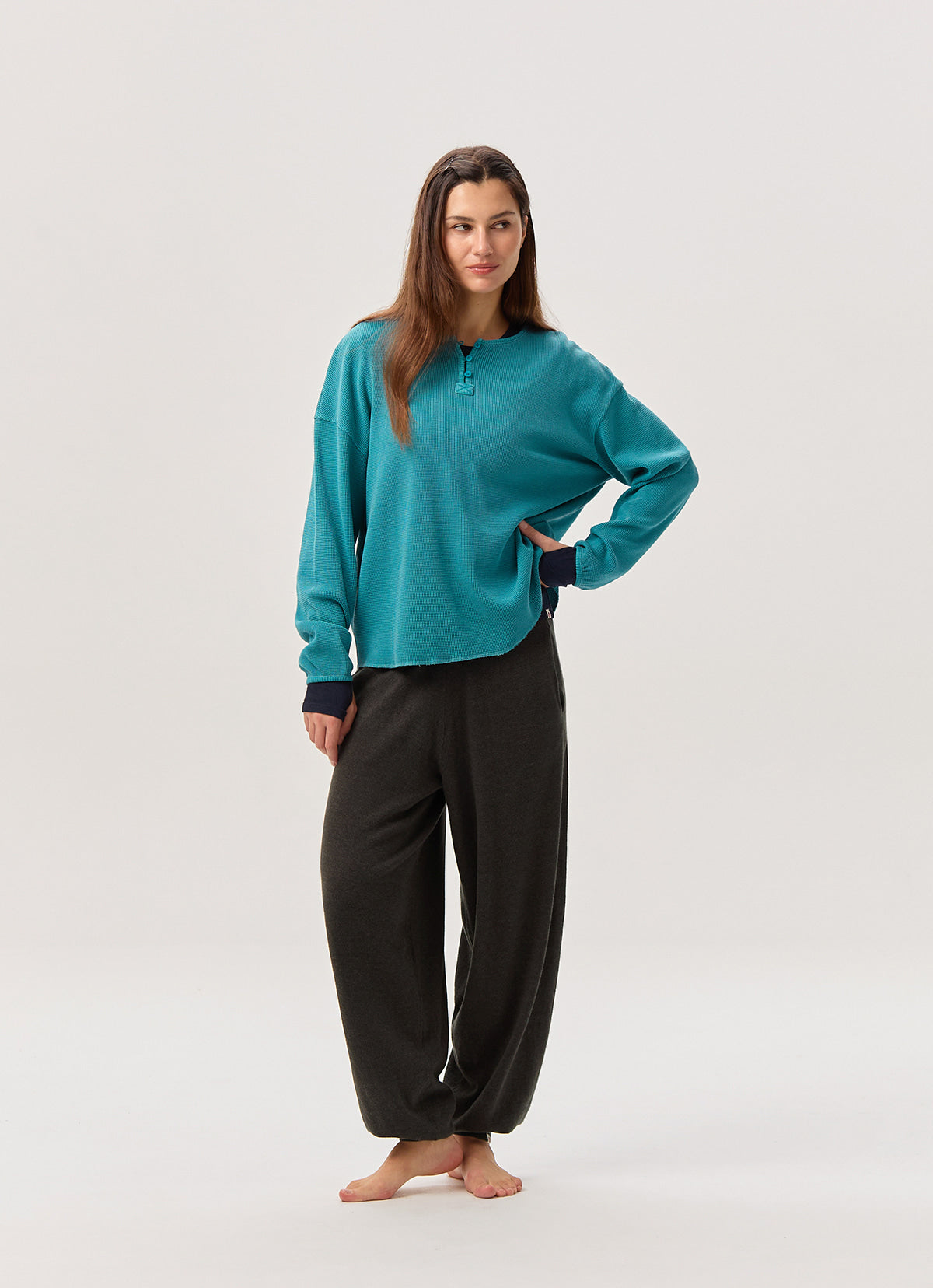 Waffle button-up T_Biscay Bay