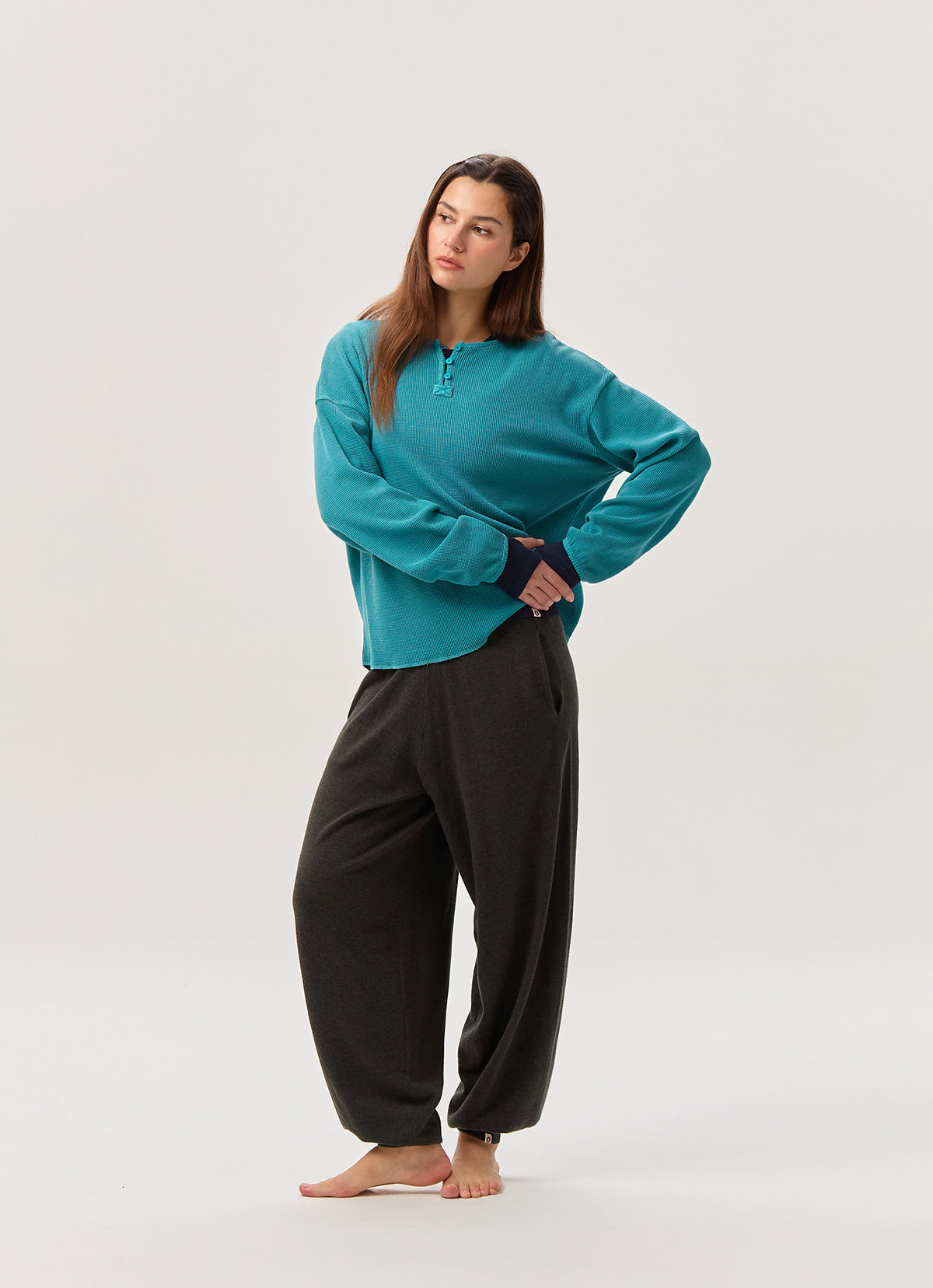 Waffle button-up T_Biscay Bay