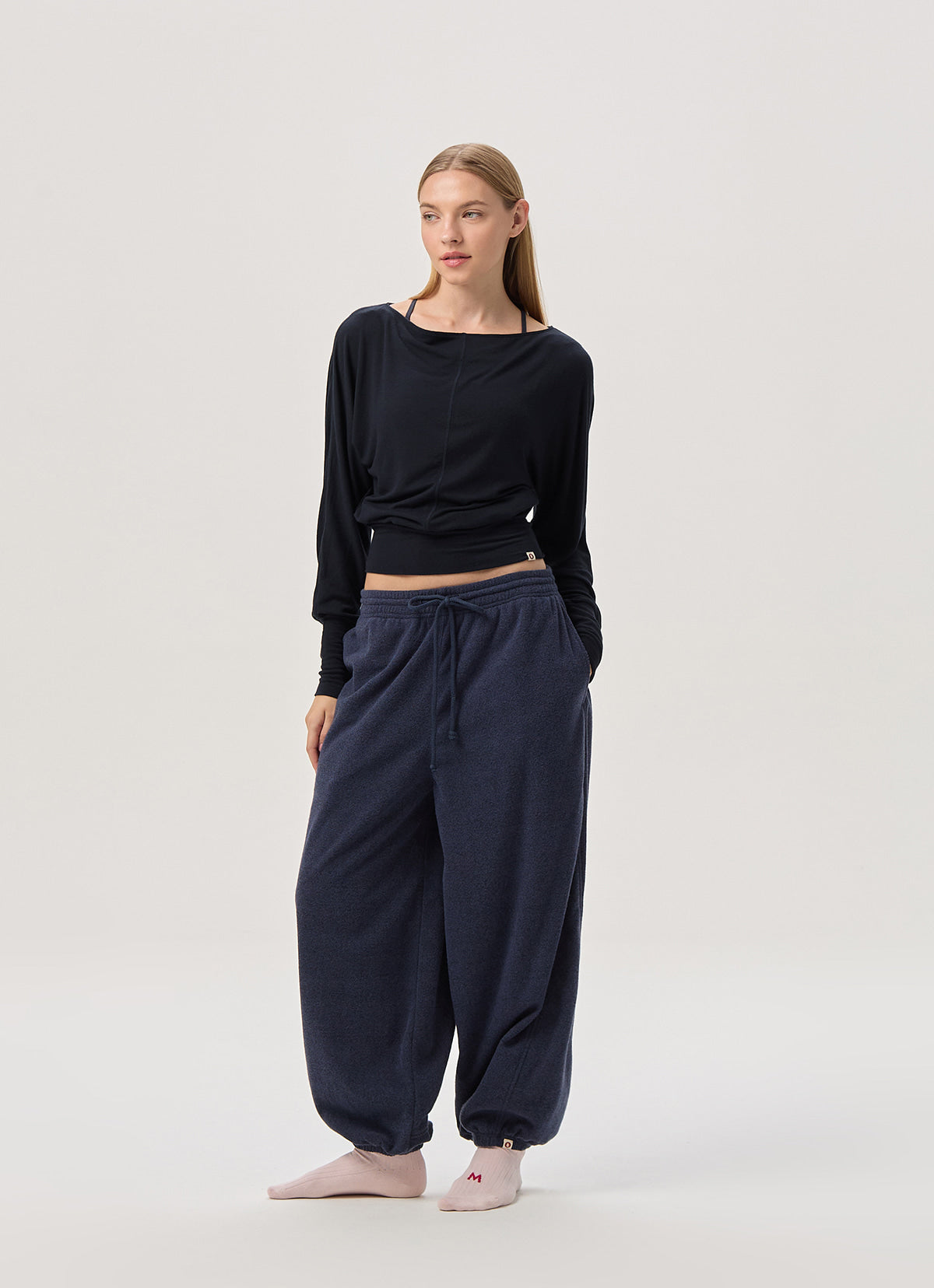 Diagonal jogger pants (Fleece ver.) (Unisex)_Blue Multi