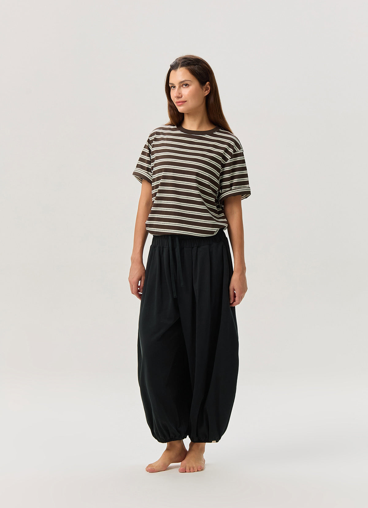 Jalan short sleeve (Unisex)_stripe_Brown Multi