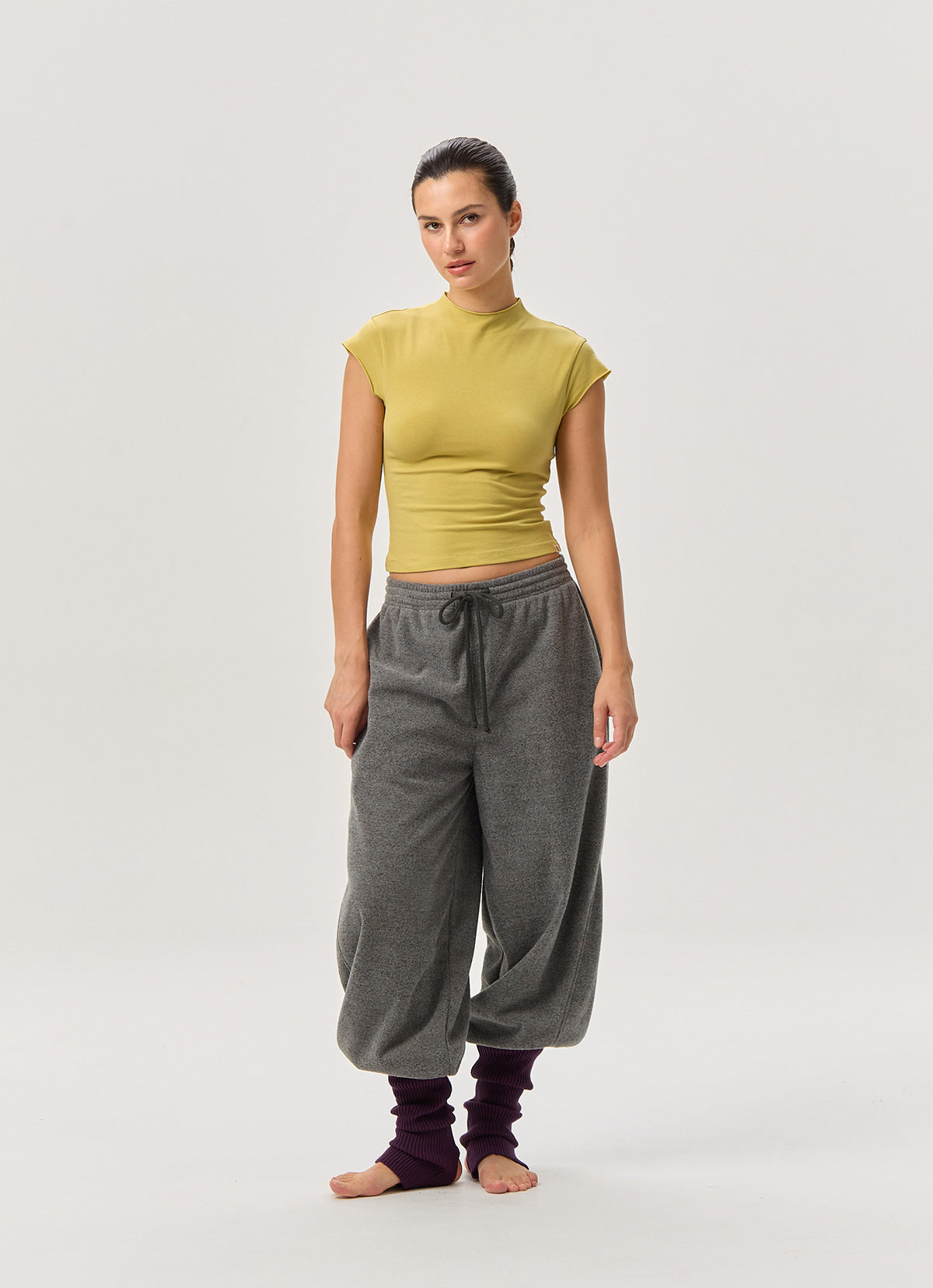 Diagonal jogger pants (Fleece ver.) (Unisex)_Black Multi