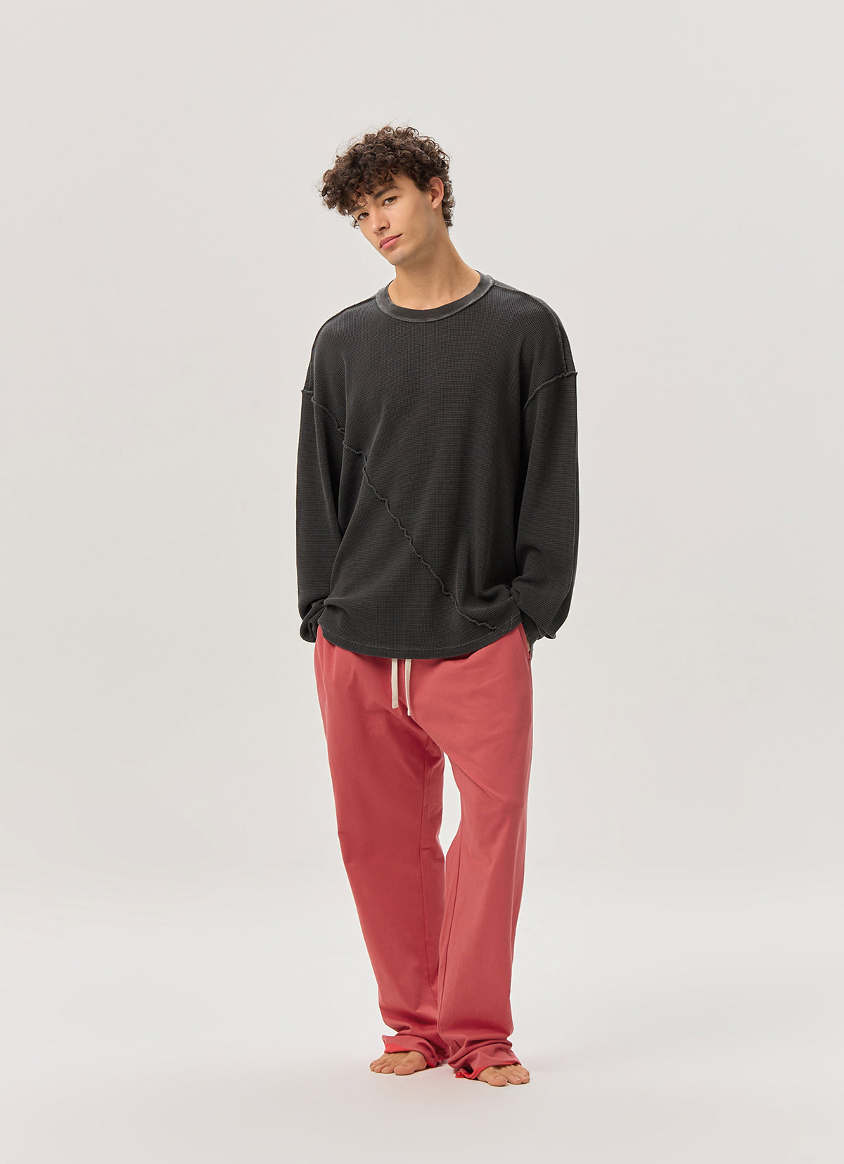 Waffle long sleeve (Unisex)_Black