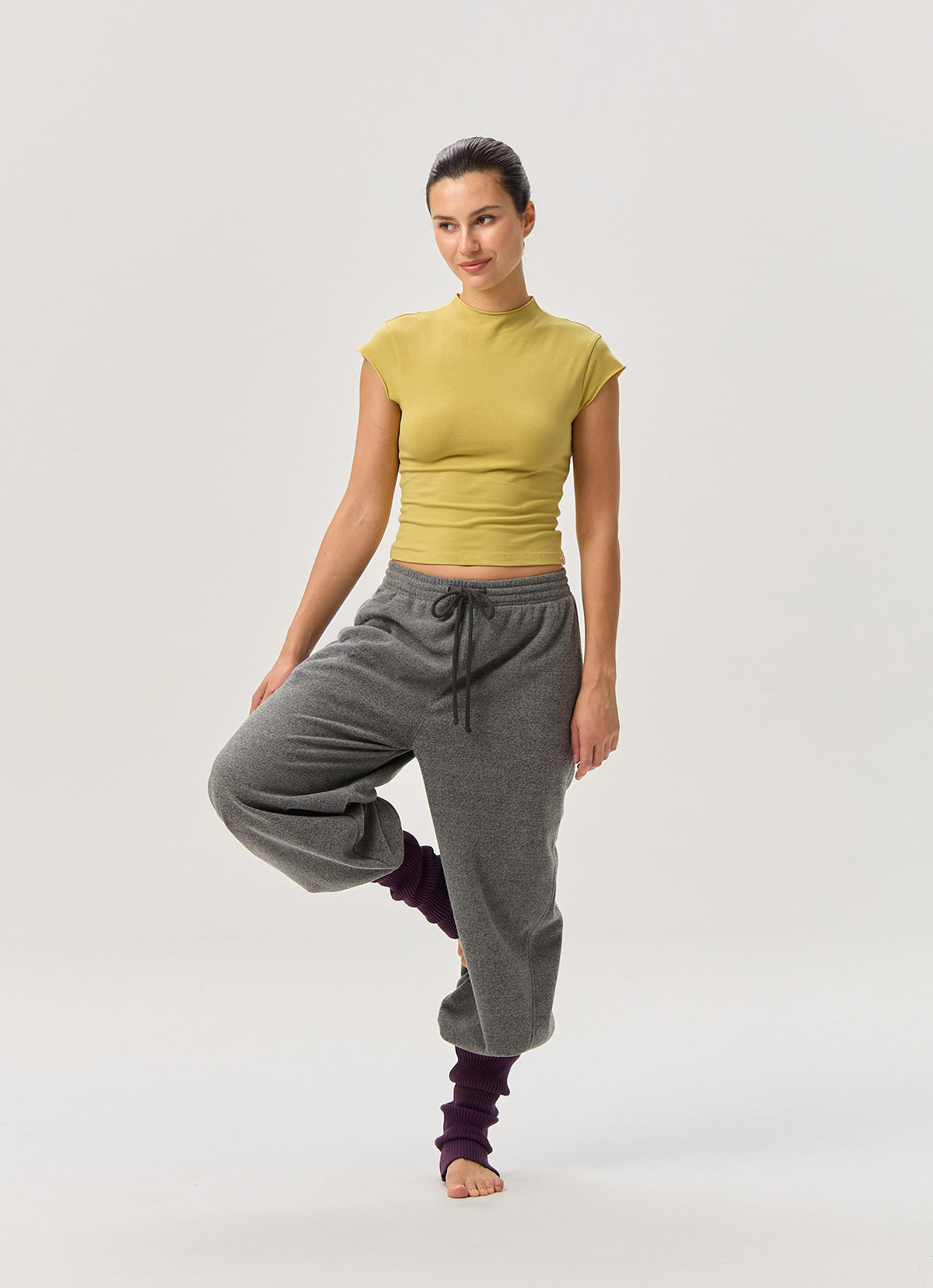 Diagonal jogger pants (Fleece ver.) (Unisex)_Black Multi