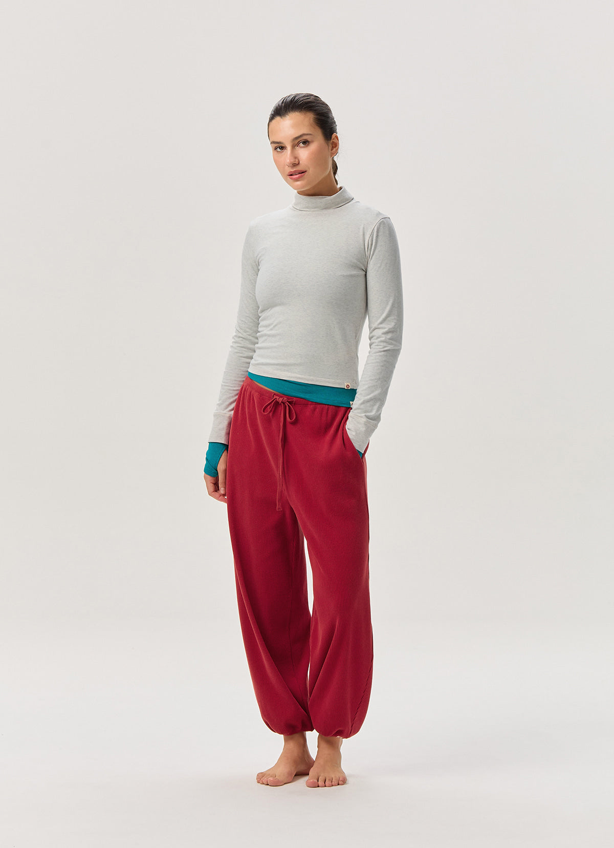 Turtle neck long sleeve_Oatmeal Melange