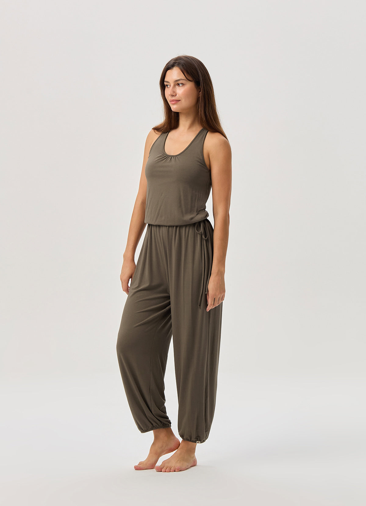 Racer string jumpsuit_Chocolate Chip