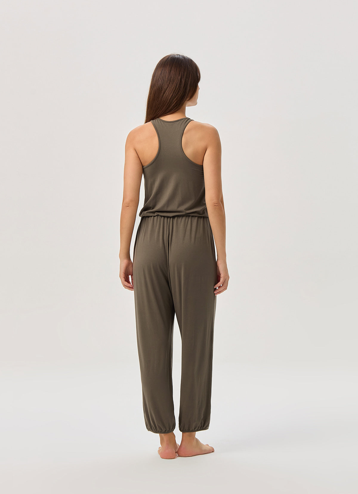 Racer string jumpsuit_Chocolate Chip