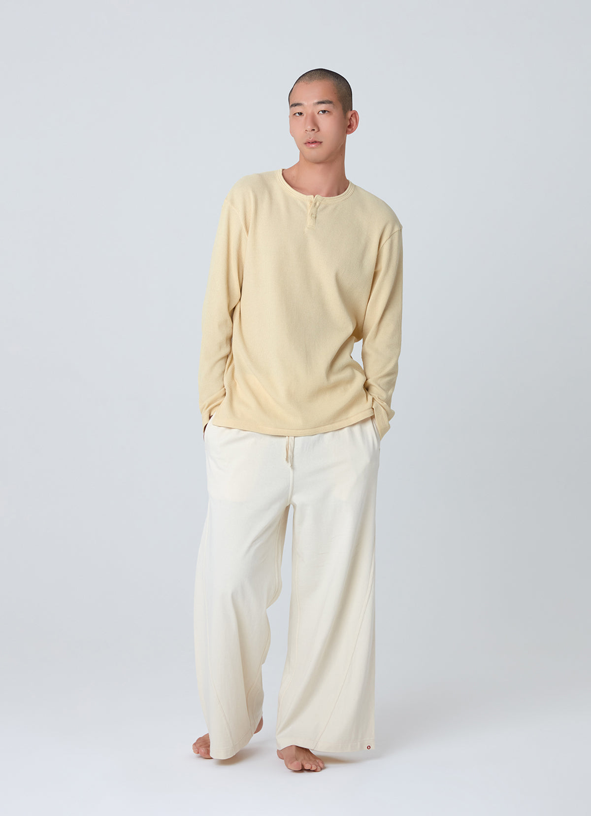 Waffle long sleeve t-shirts (For Men)_Dusty Yellow