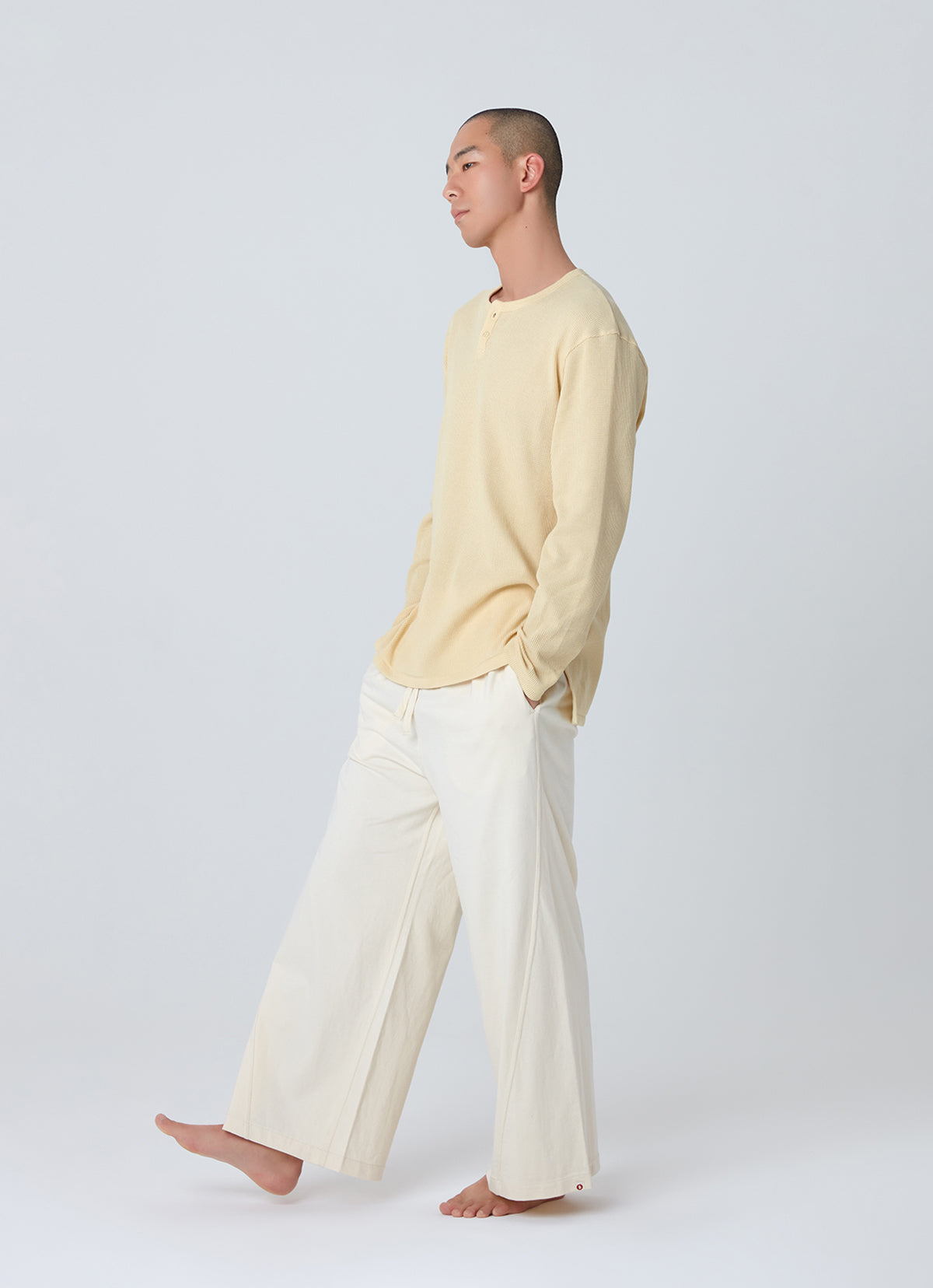 Waffle long sleeve t-shirts (For Men)_Dusty Yellow