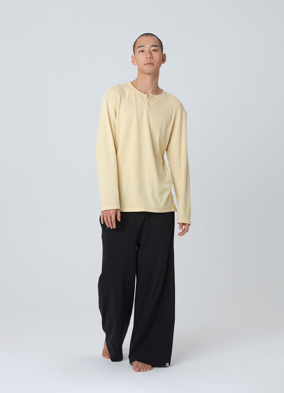 Waffle long sleeve t-shirts (For Men)_Dusty Yellow