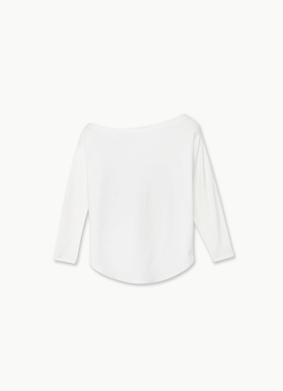 Unbalance shoulder long sleeve_White