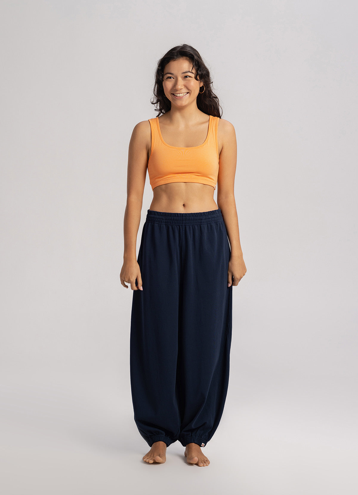 Diagonal jogger pants (Unisex)_Navy