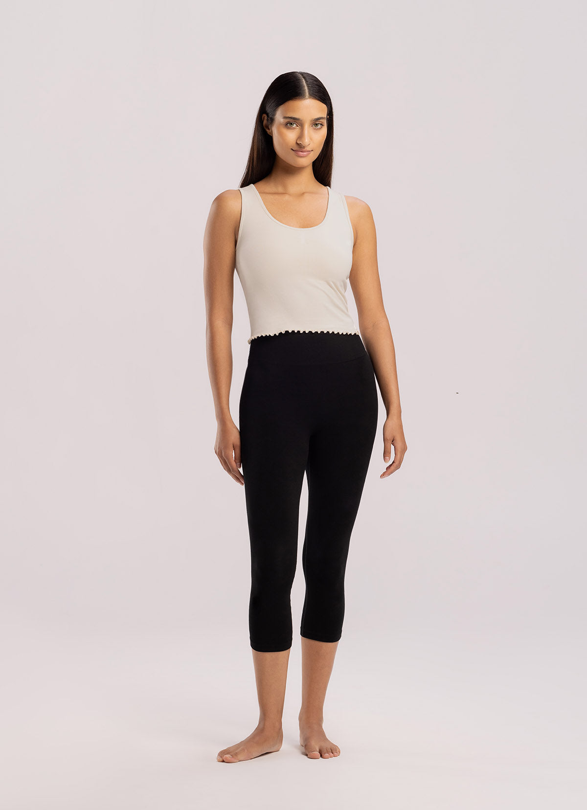 Seamless shirring leggings_Black