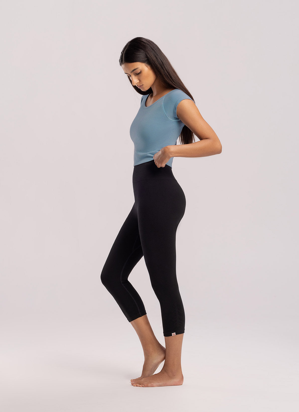 Seamless shirring leggings_Black