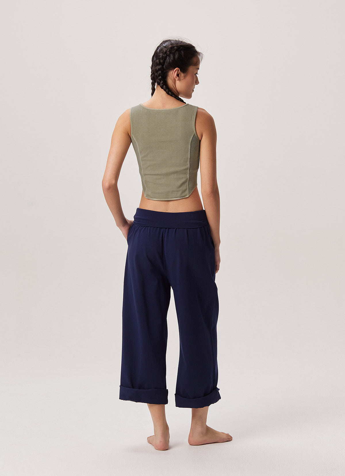 Side rib tank top_Khaki