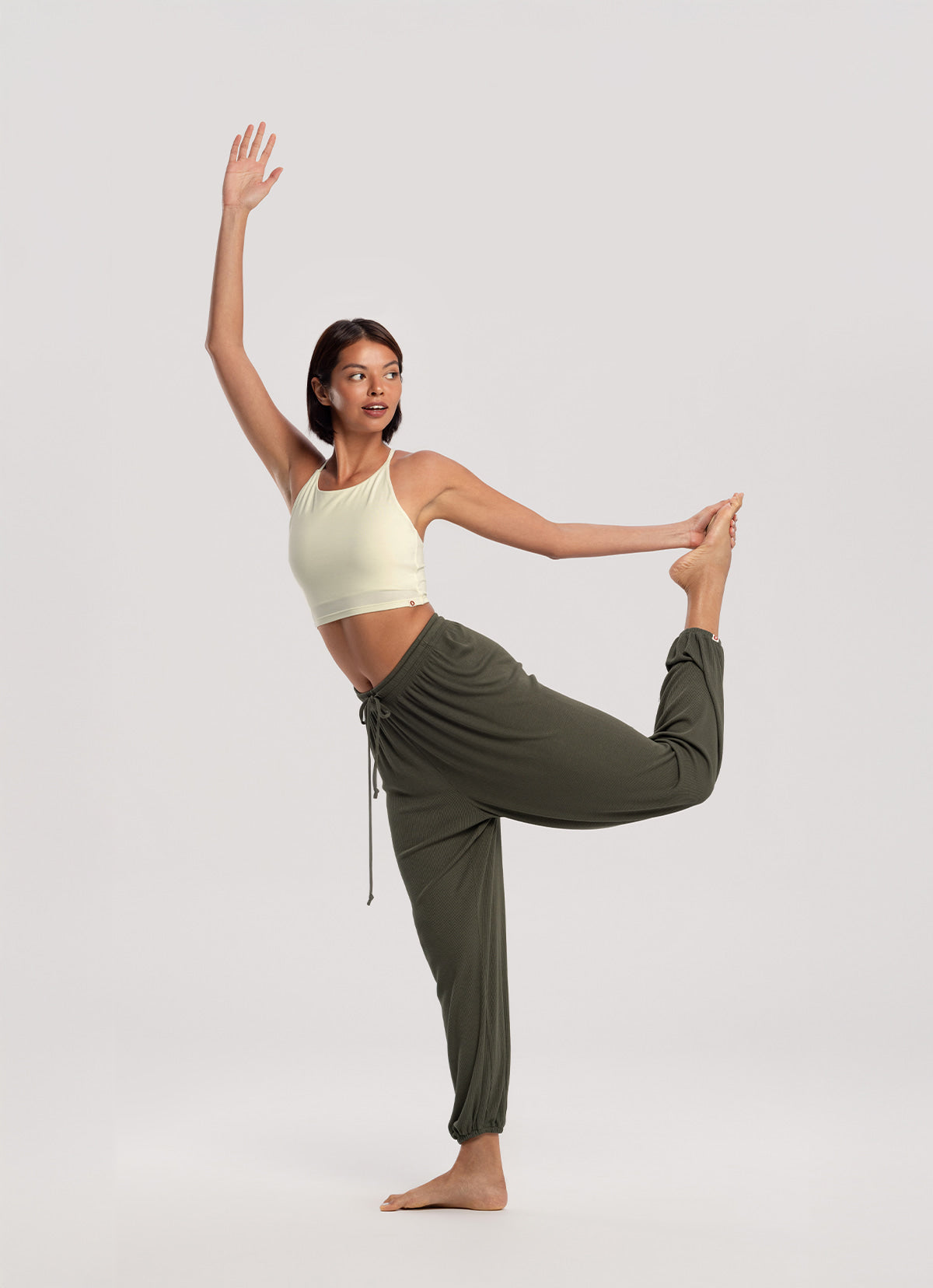 Rib jogger pants_Smokey Olive