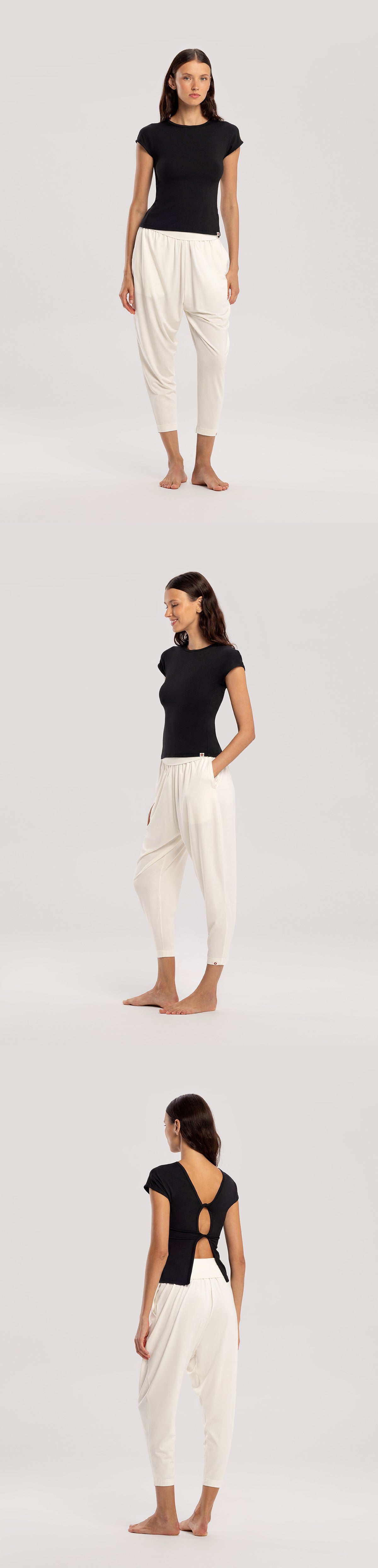 Shirring crop pants_Light Gray