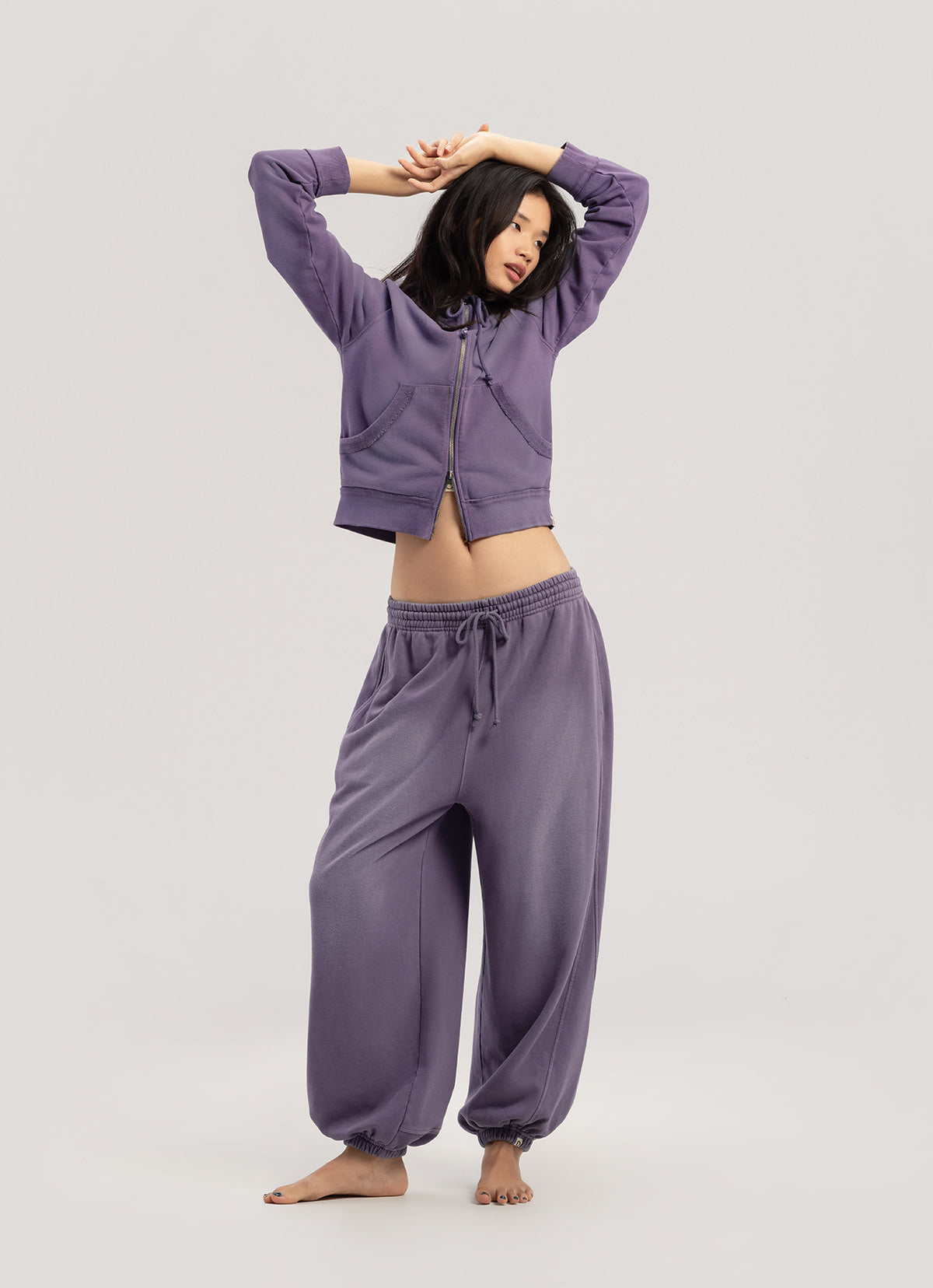 Fitted zip-up hoodie_dyed_Mulberry Purple