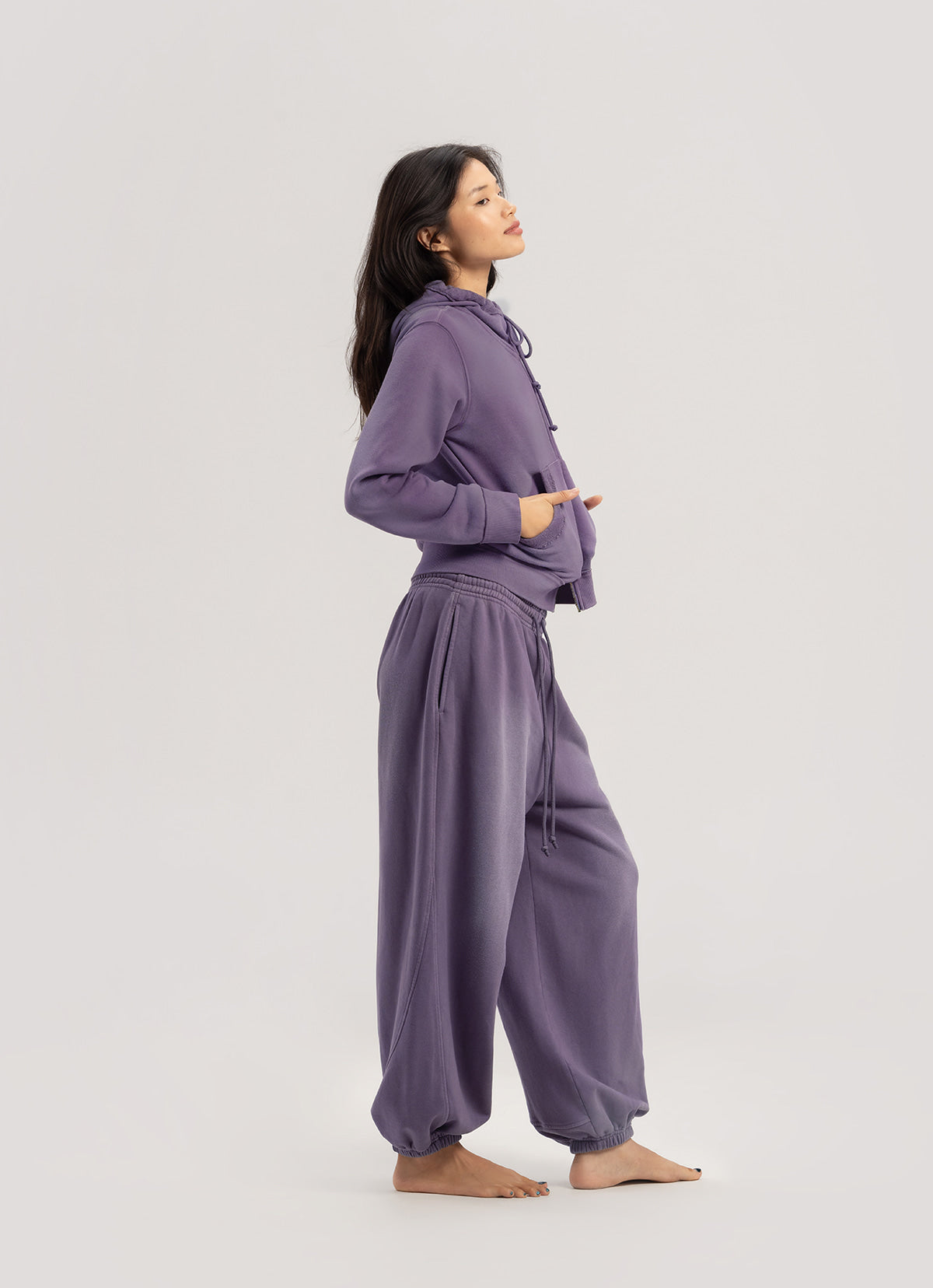 Fitted zip-up hoodie_dyed_Mulberry Purple