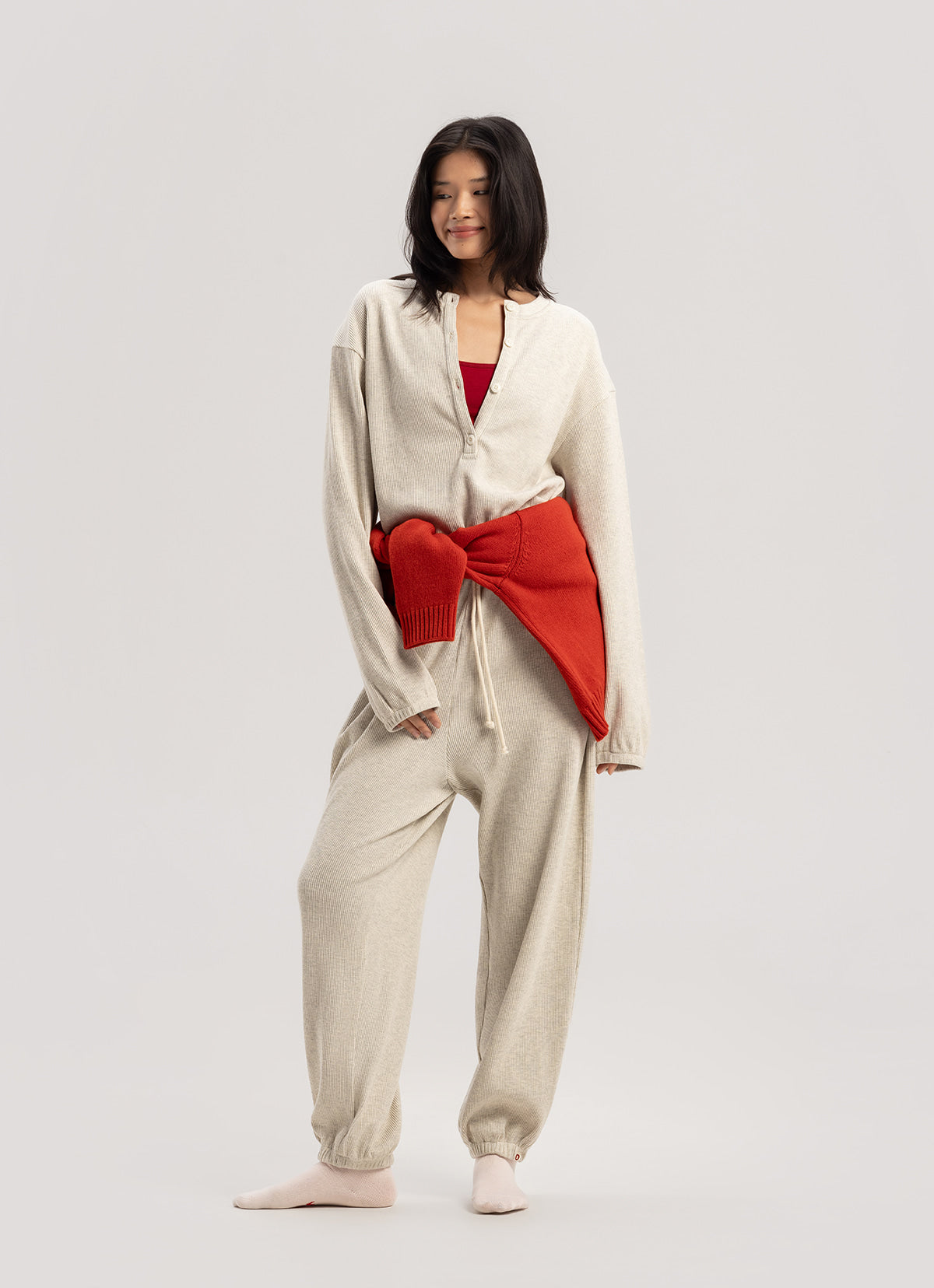 High neck cardigan_Orange