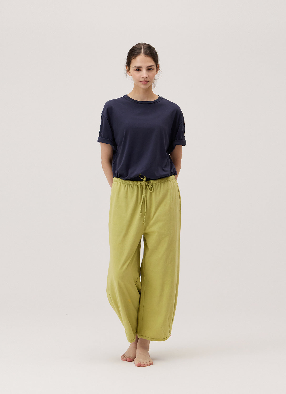 Pleats crop pants_Leek Green