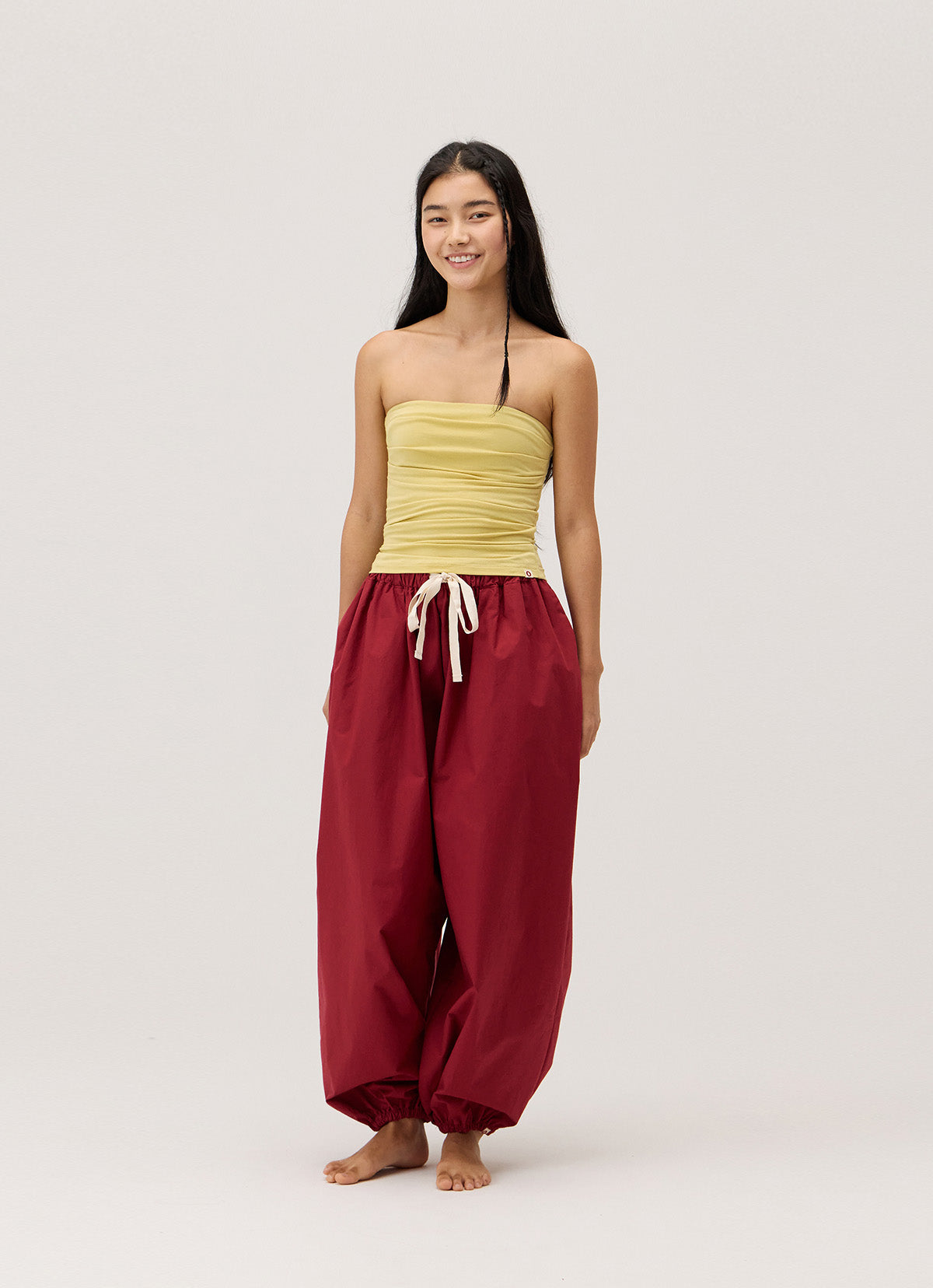 Pleats tube top (Rayon ver.)_Leek Green