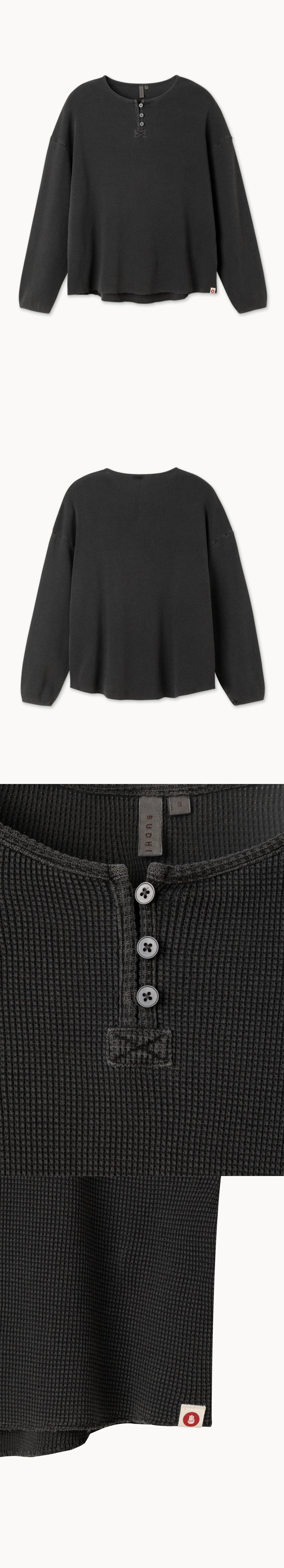 Waffle button-up T_Black