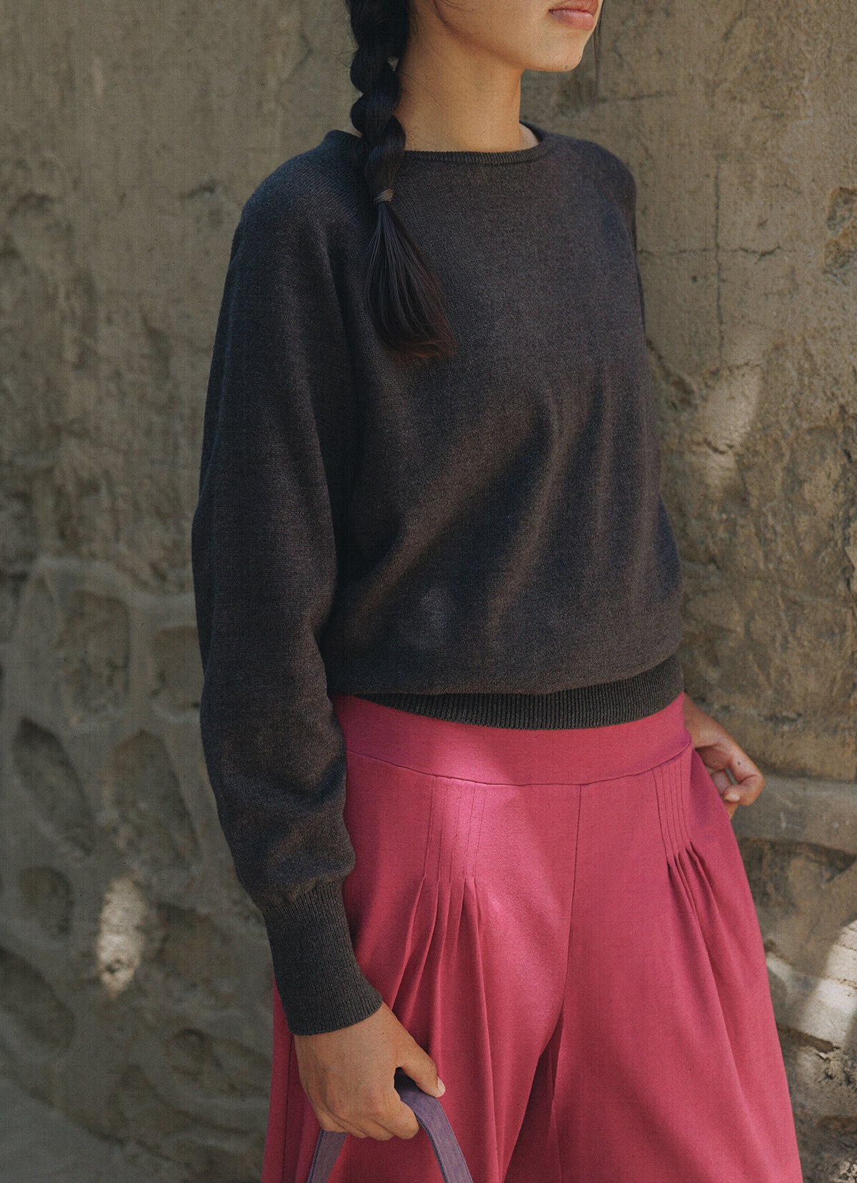 Foveo overlap pullover_Dark Melange Grey