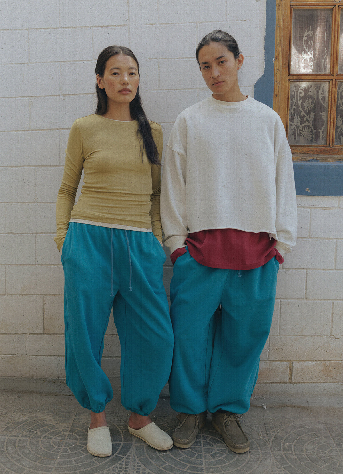 Diagonal jogger pants (Zurry ver.) (Unisex)_Biscay Bay